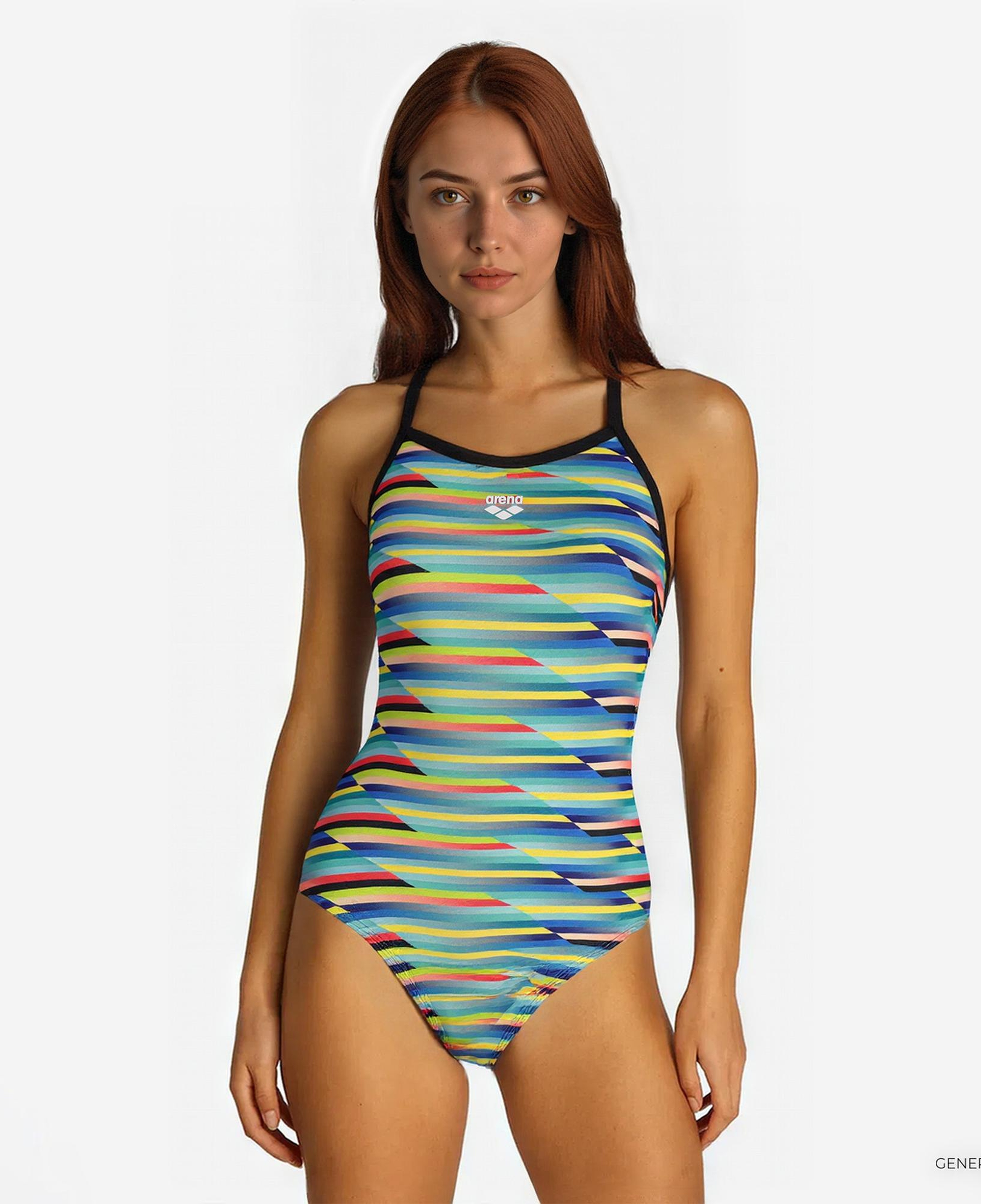 Arena Racing Stripe suit Xcriss Cross Kadın Siyah Mayo