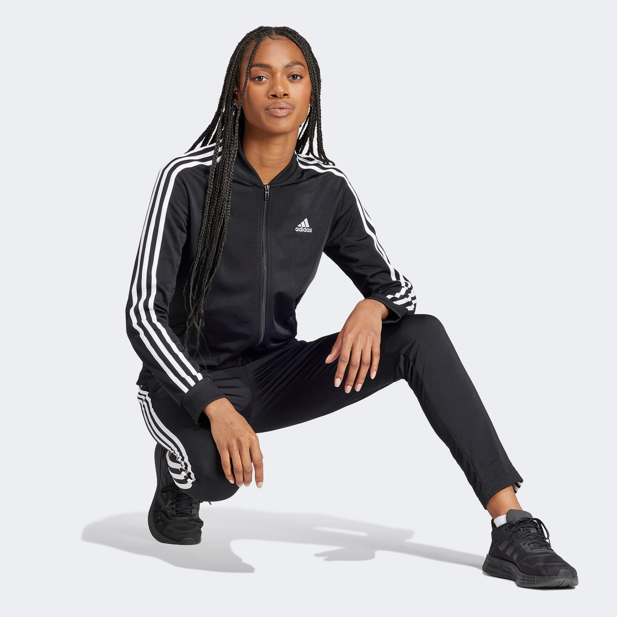 adidas Essential 3 Striped Kadın Siyah Günlük Eşofman Üstü