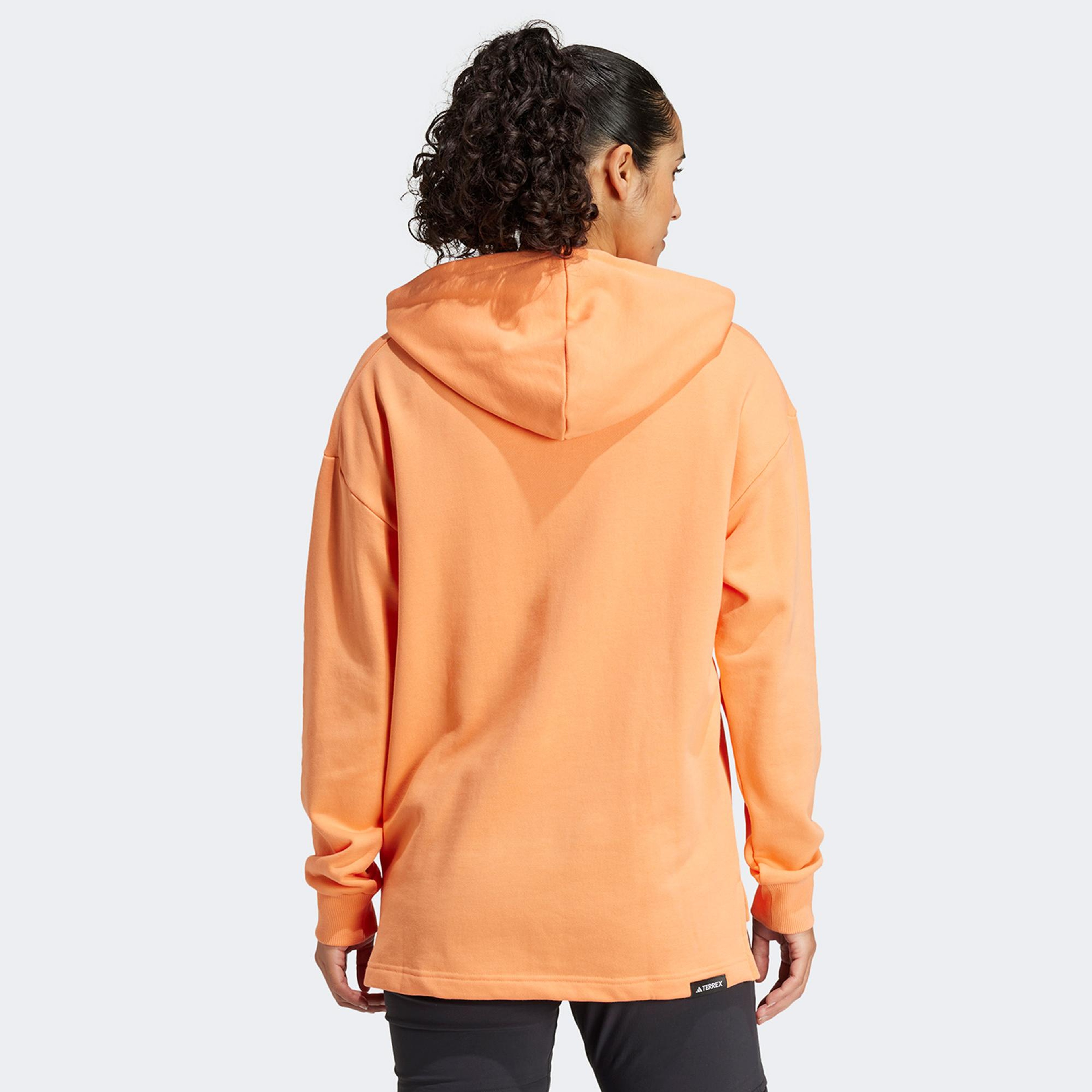 adidas Terrex Logo Kapüşonlu Kadın Turuncu Günlük Sweatshirt