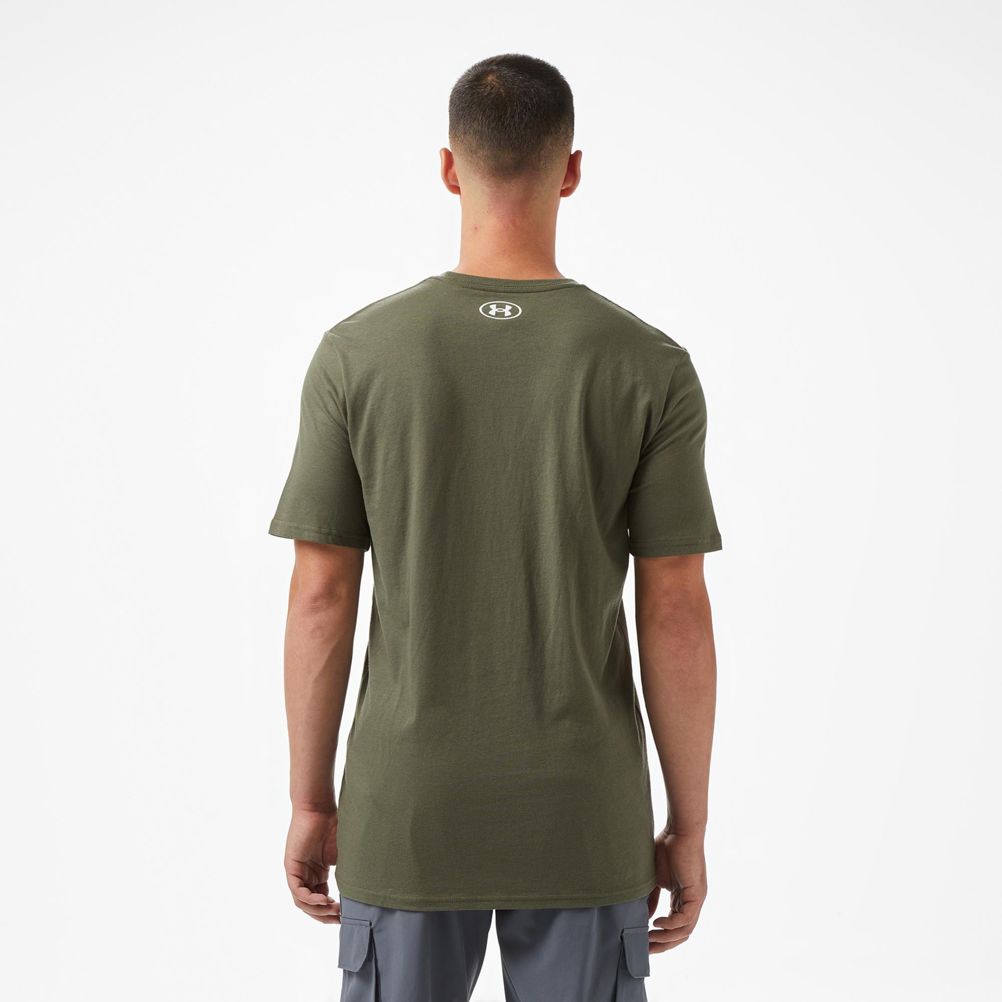 Under Armour Camo Chest Stripe Ss Erkek Yeşil T-Shirt