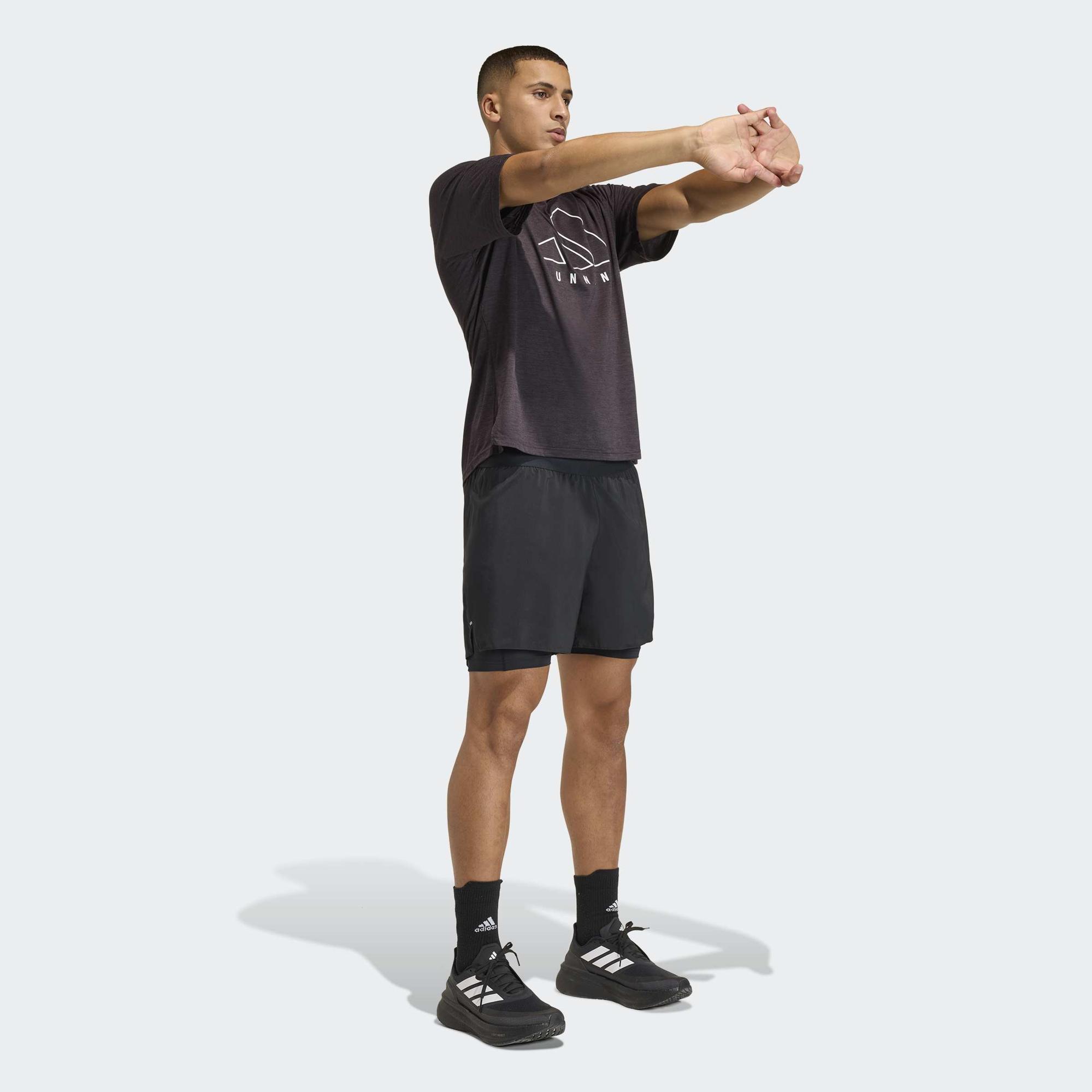 adidas Adi365 Running Essentials 2in1 Erkek Siyah Koşu Şortu