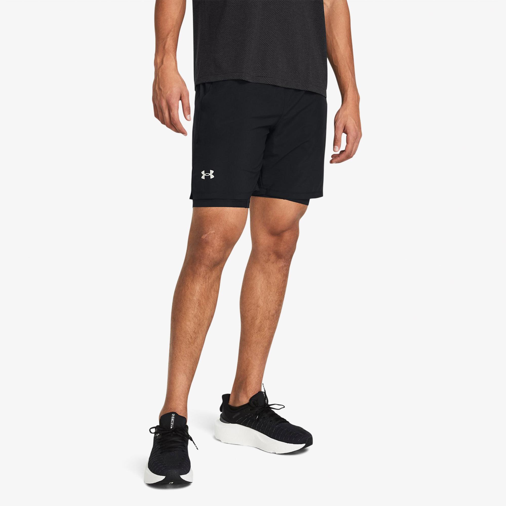 Under Armour Launch 7 inch 2in 1 Erkek Siyah Antrenman Şortu