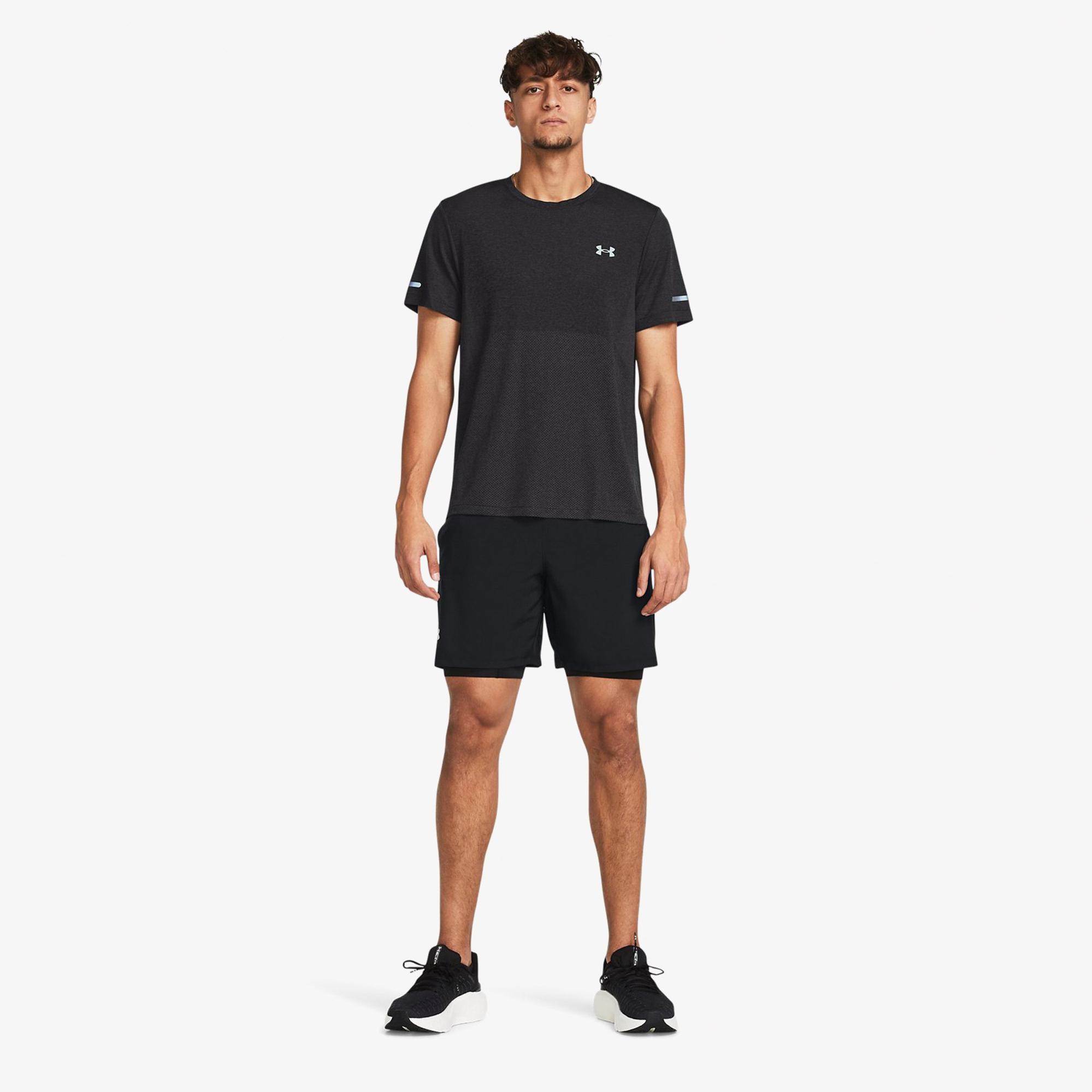 Under Armour Launch 7 inch 2in 1 Erkek Siyah Antrenman Şortu