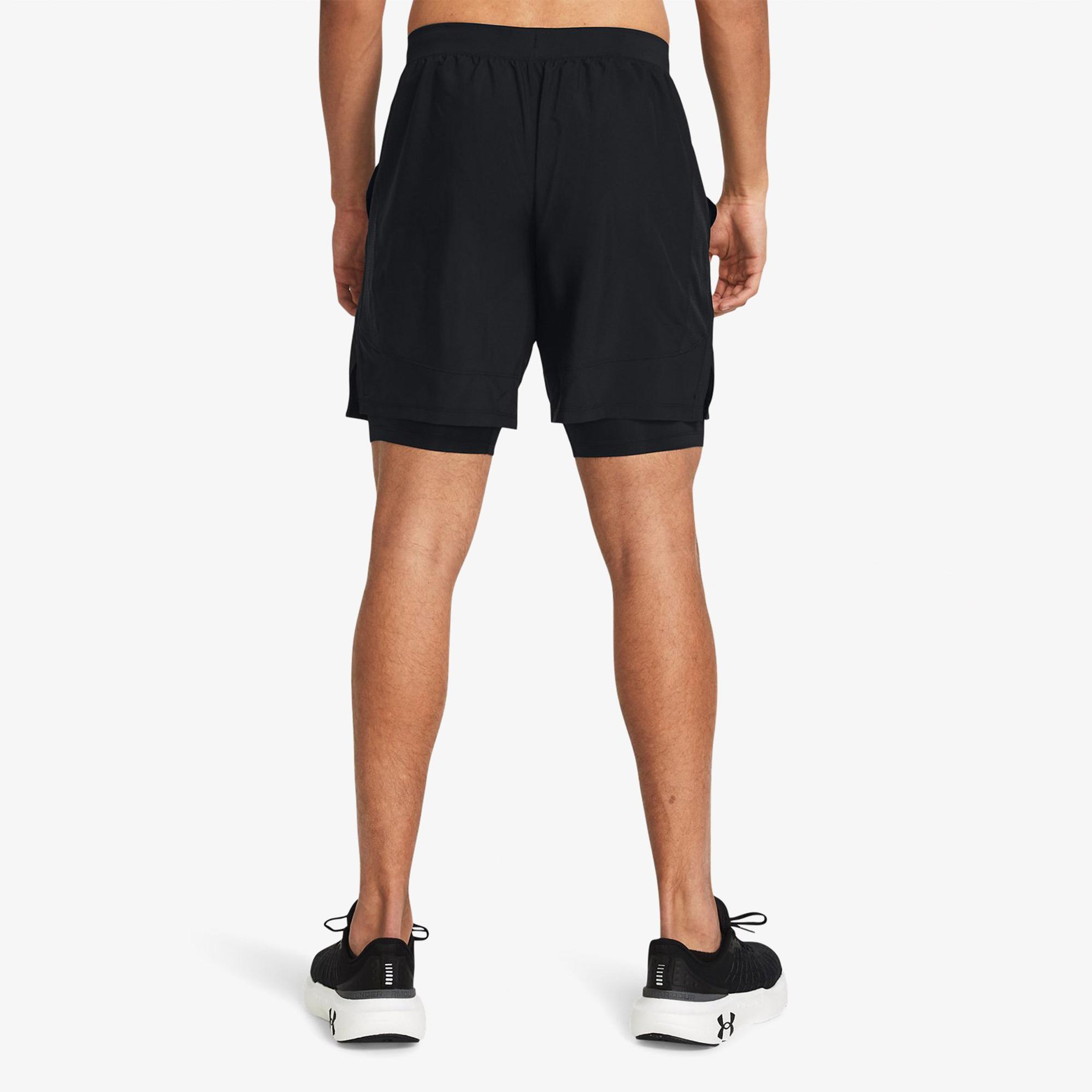 Under Armour Launch 7 inch 2in 1 Erkek Siyah Antrenman Şortu