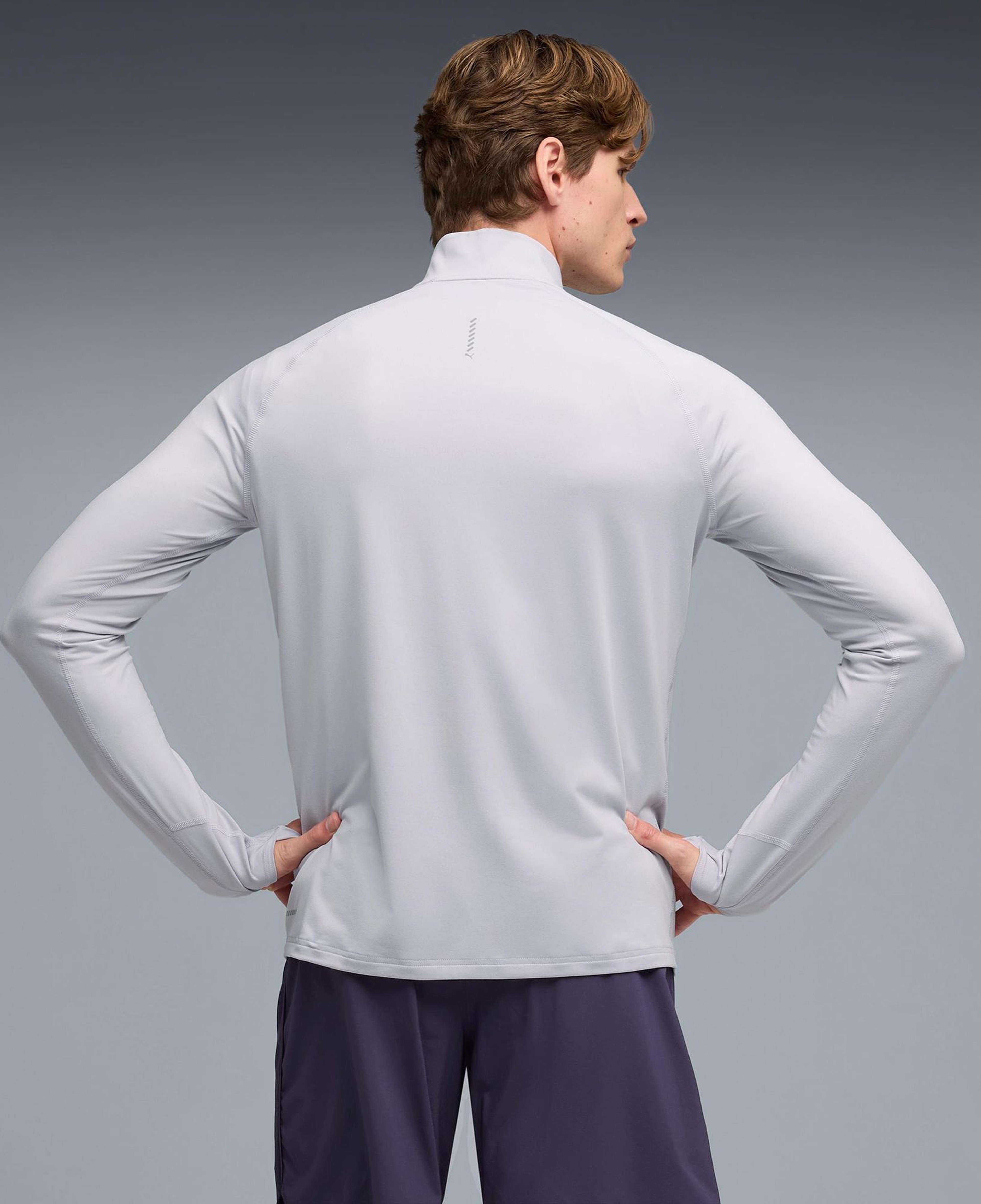 Puma Run Veloty Cldspn 1/4 Zip Erkek Gri Koşu T-Shirt