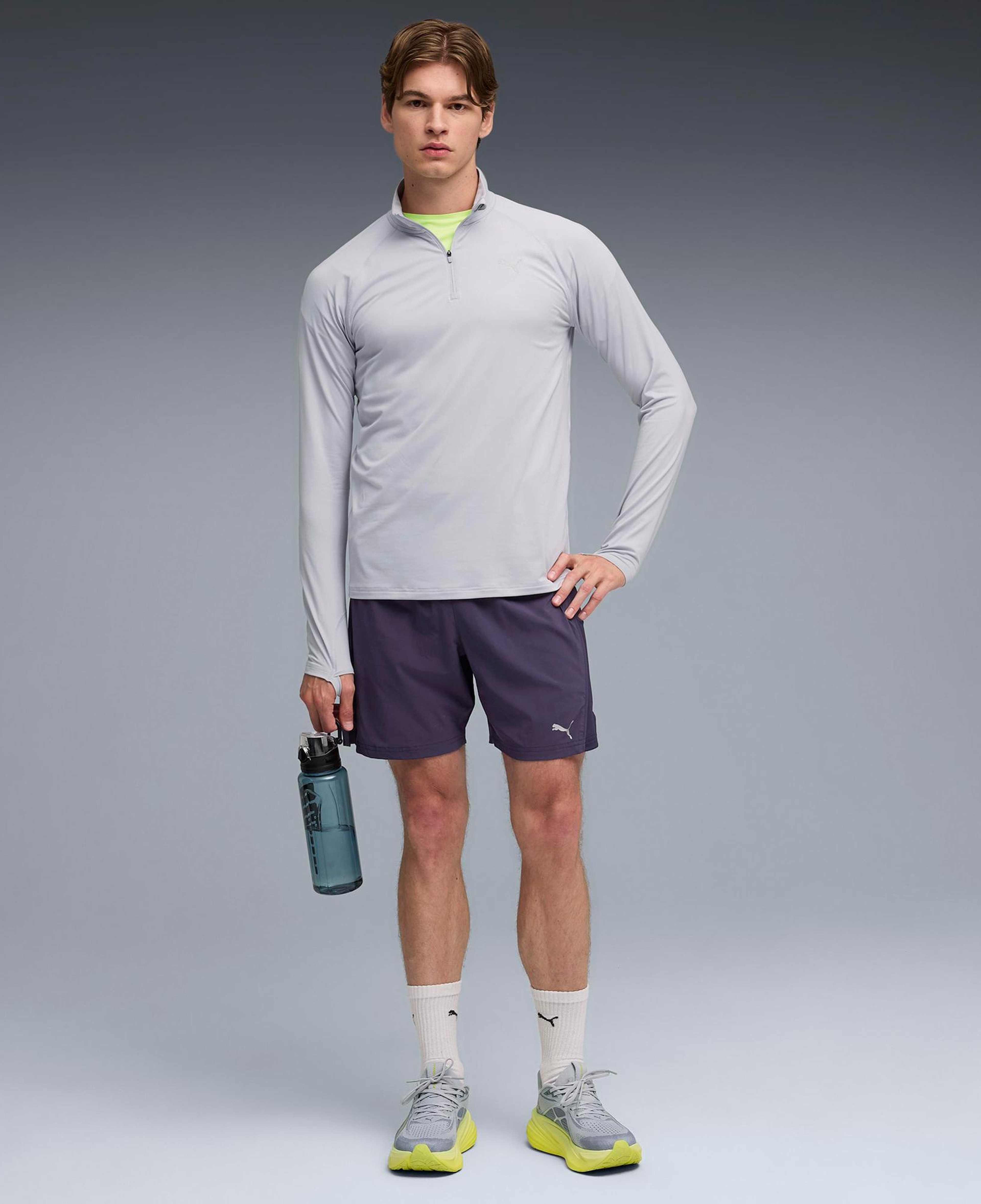 Puma Run Veloty Cldspn 1/4 Zip Erkek Gri Koşu T-Shirt