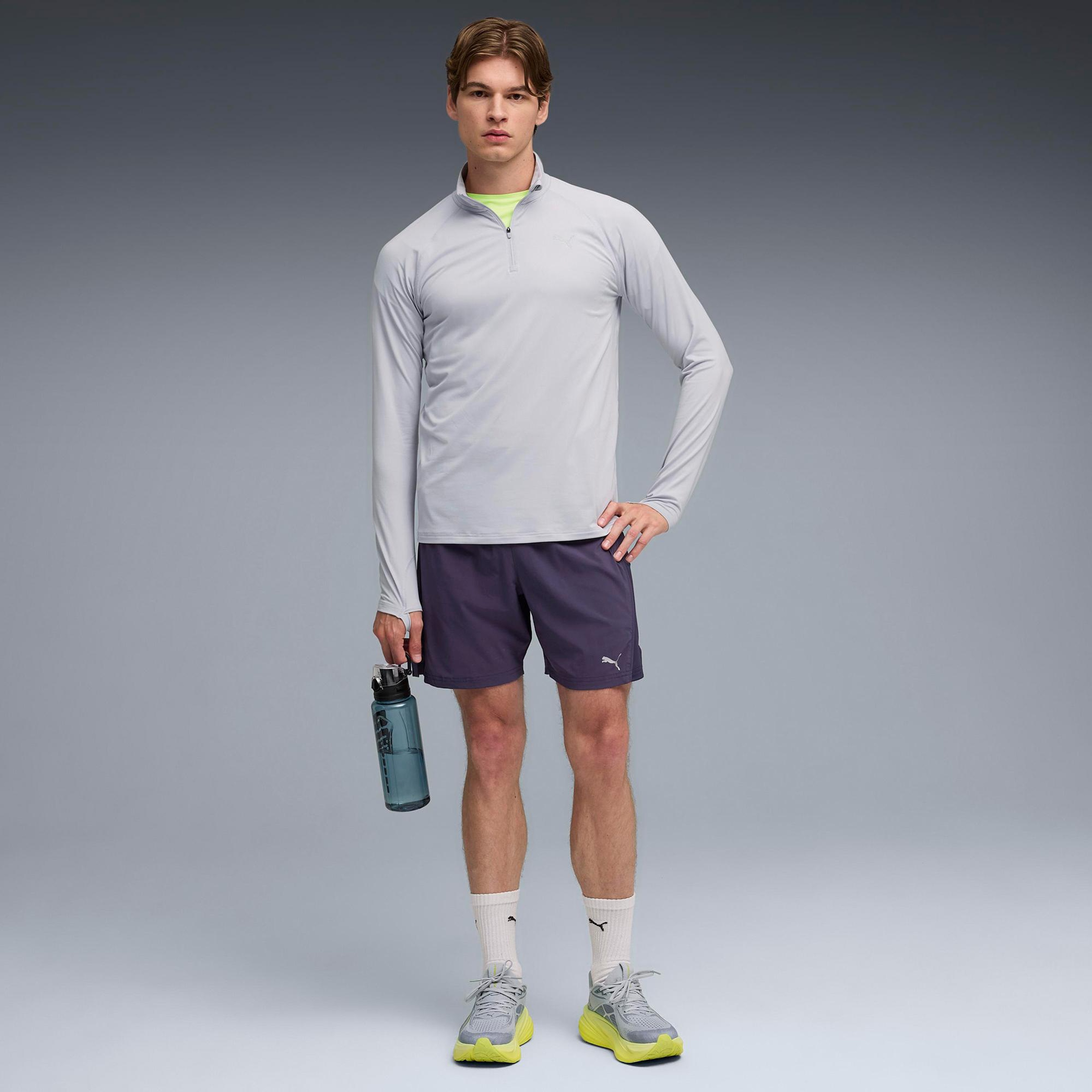 Puma Run Veloty Cldspn 1/4 Zip Erkek Gri Koşu T-Shirt