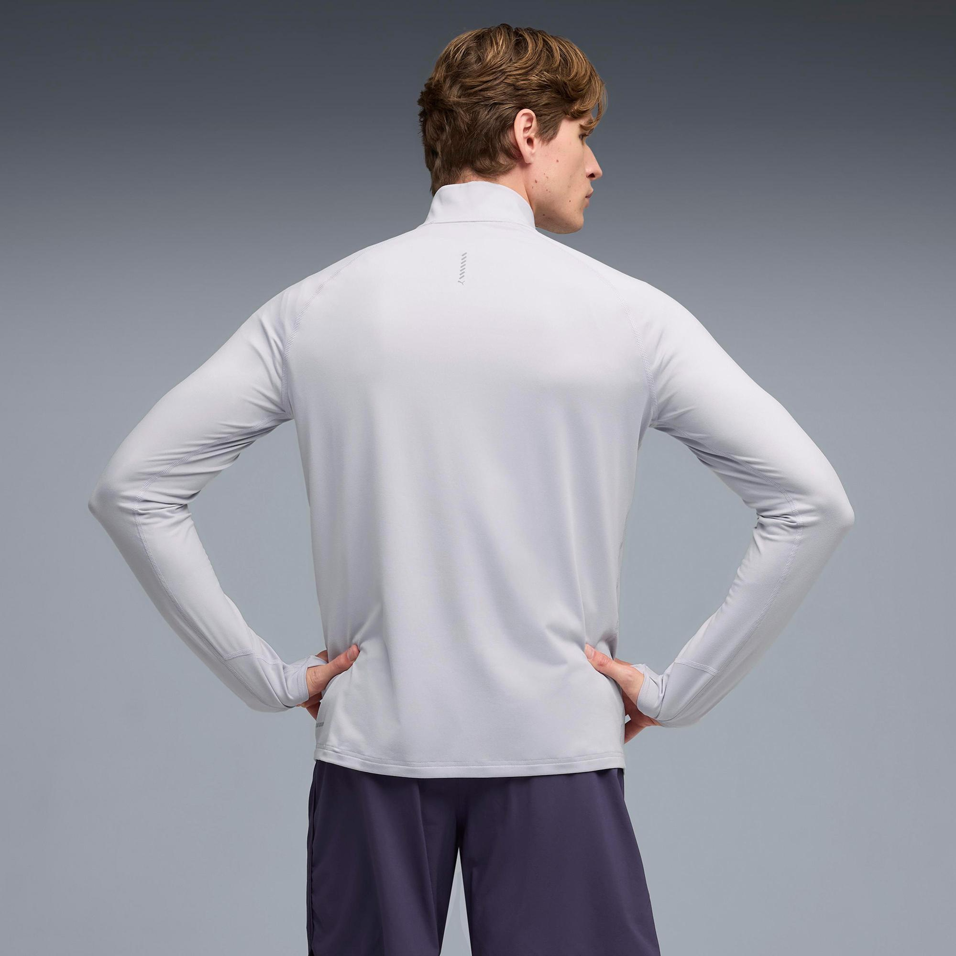 Puma Run Veloty Cldspn 1/4 Zip Erkek Gri Koşu T-Shirt