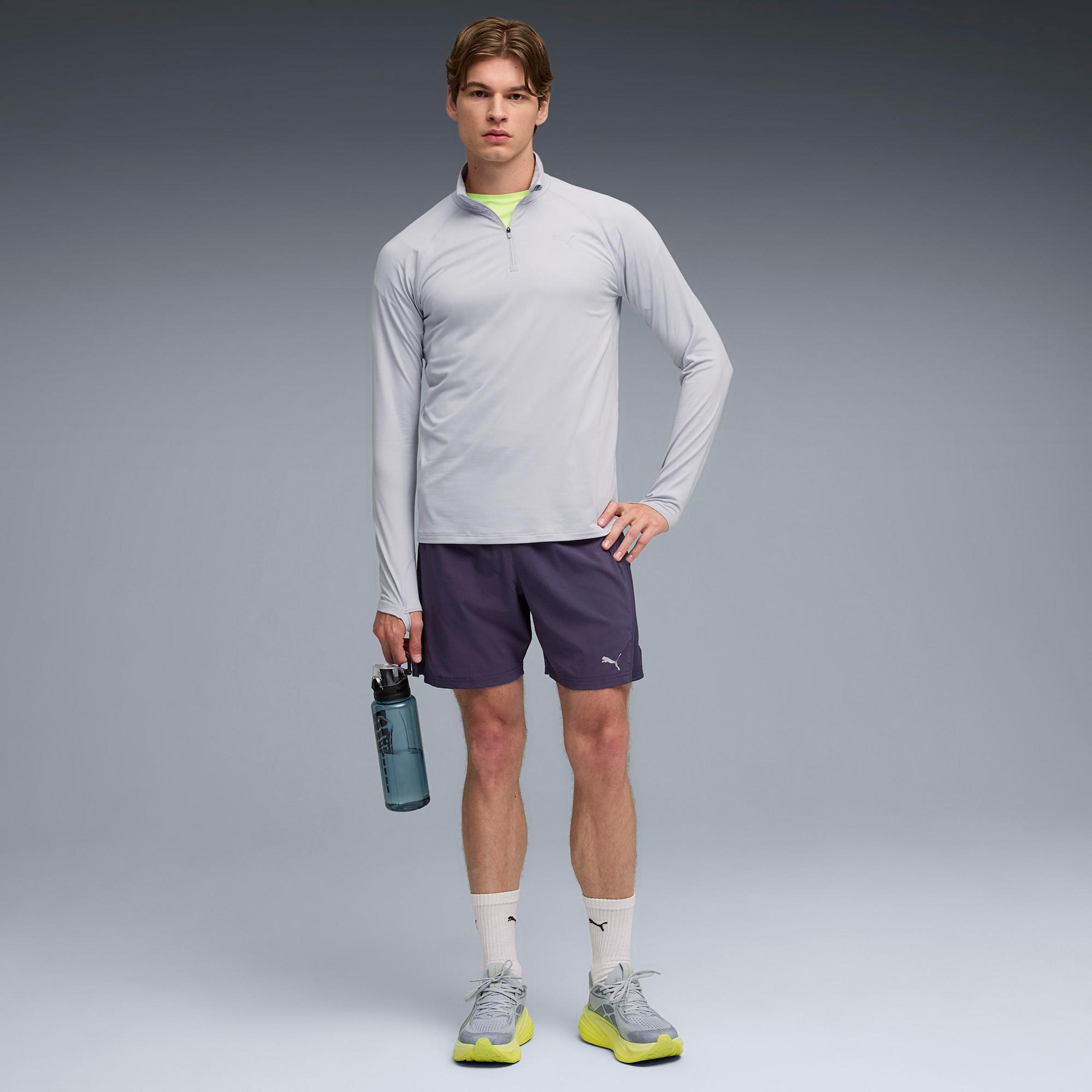 Puma Run Veloty Cldspn 1/4 Zip Erkek Gri Koşu T-Shirt