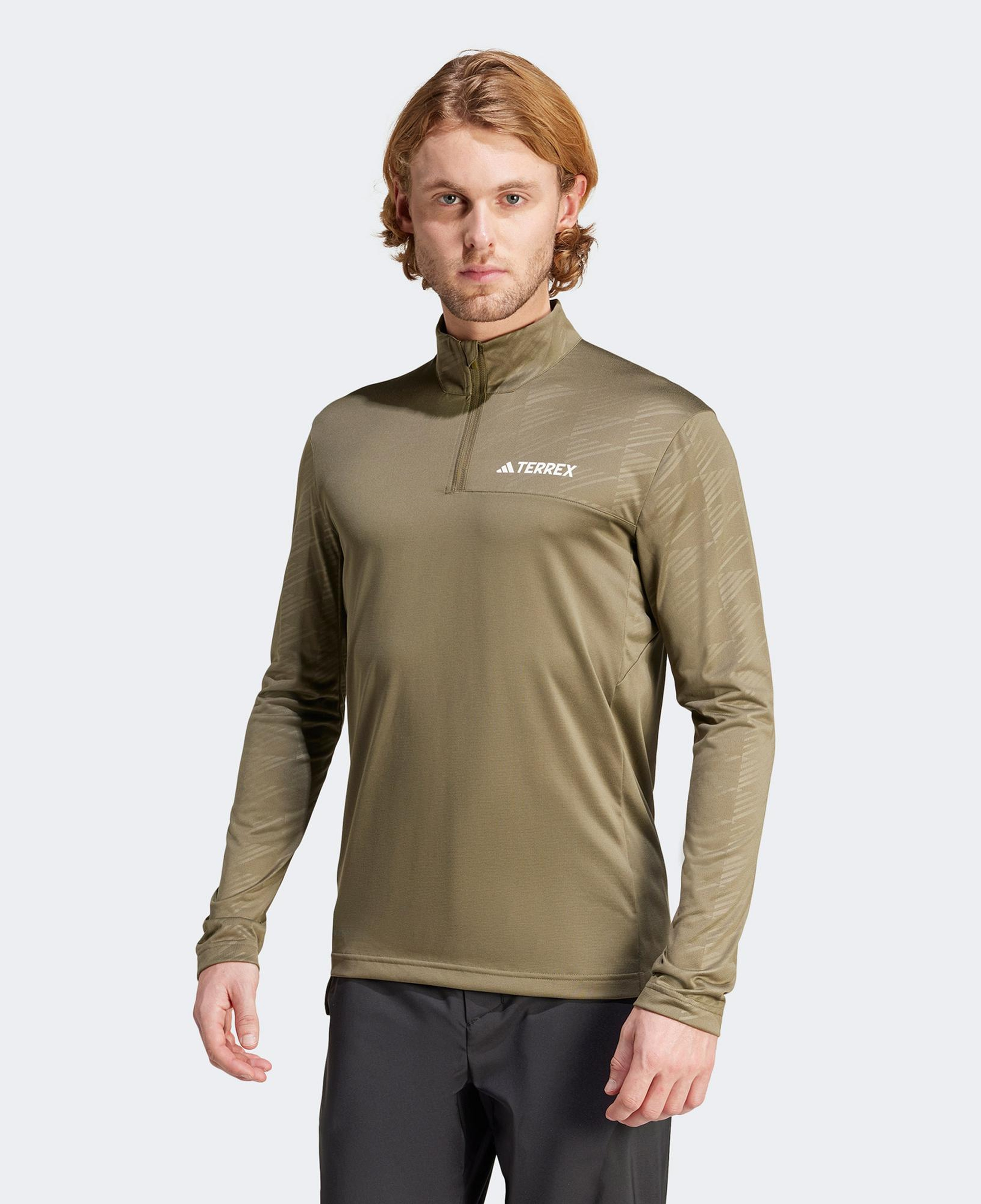 adidas Terrex Multi Half Zip Erkek Yeşil Günlük Sweatshirt