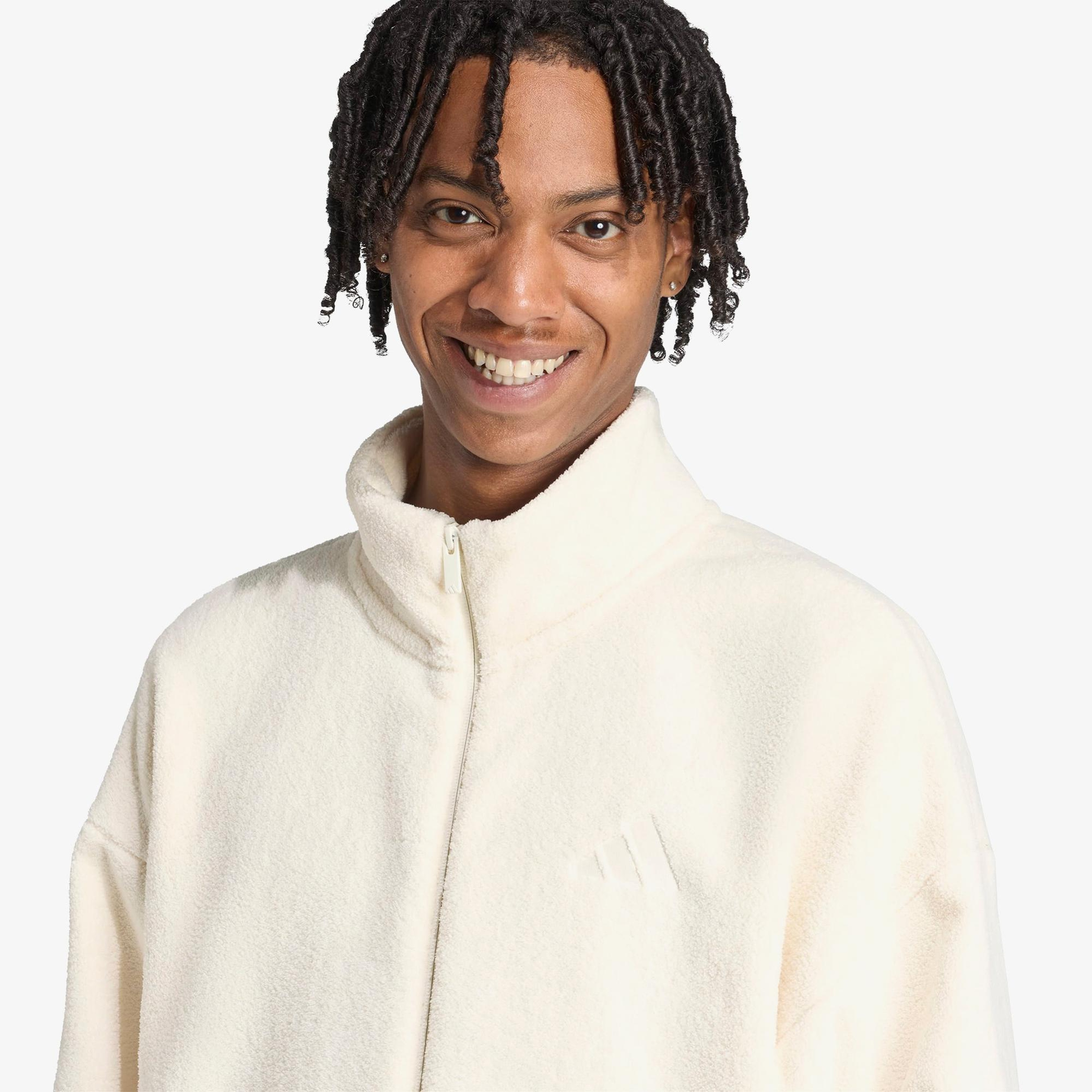 adidas Future icons Small Logo Low Pile Fleece Erkek Beyaz Eşofman Üstü