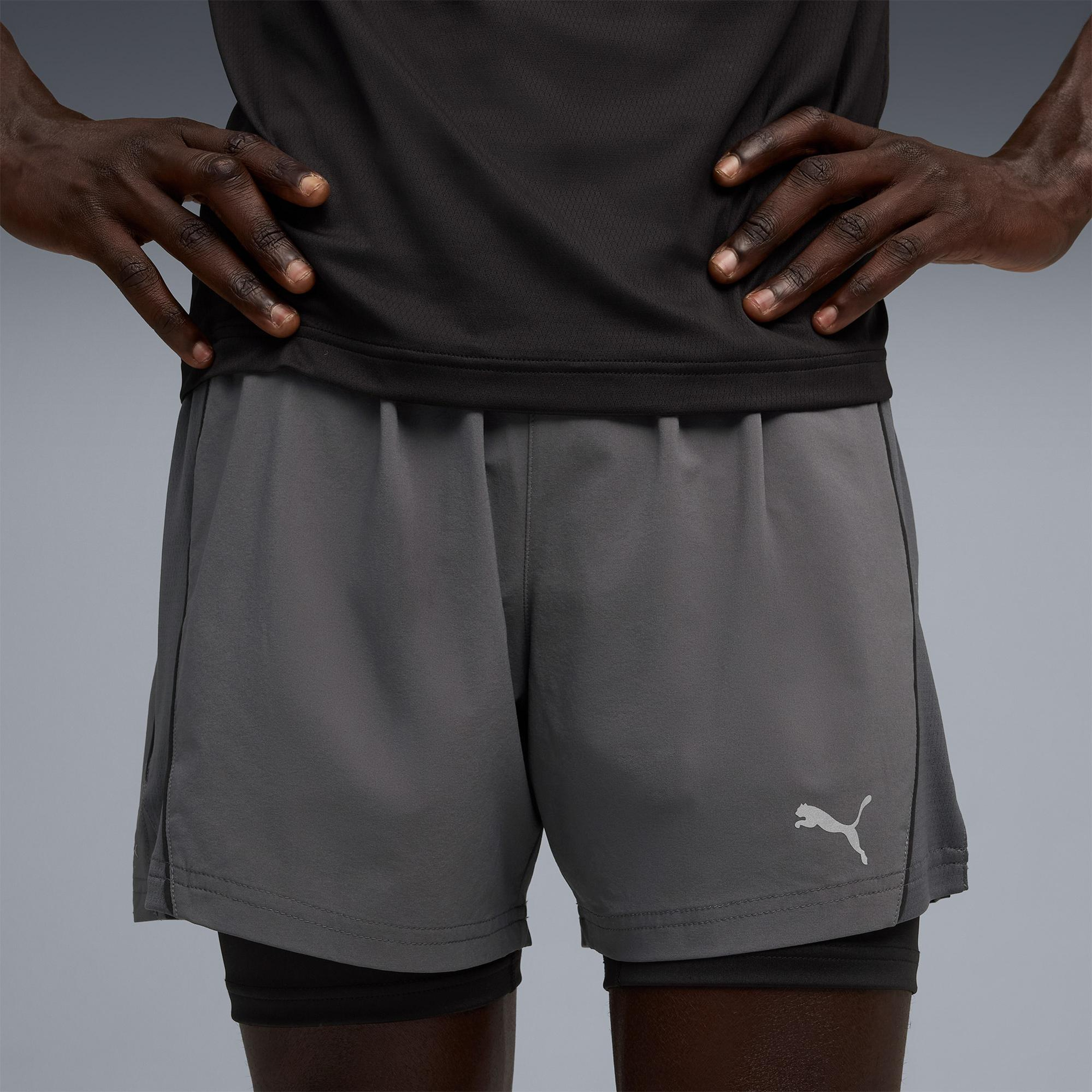 Puma Run Velocity 2in1 Erkek Gri Koşu Şortu