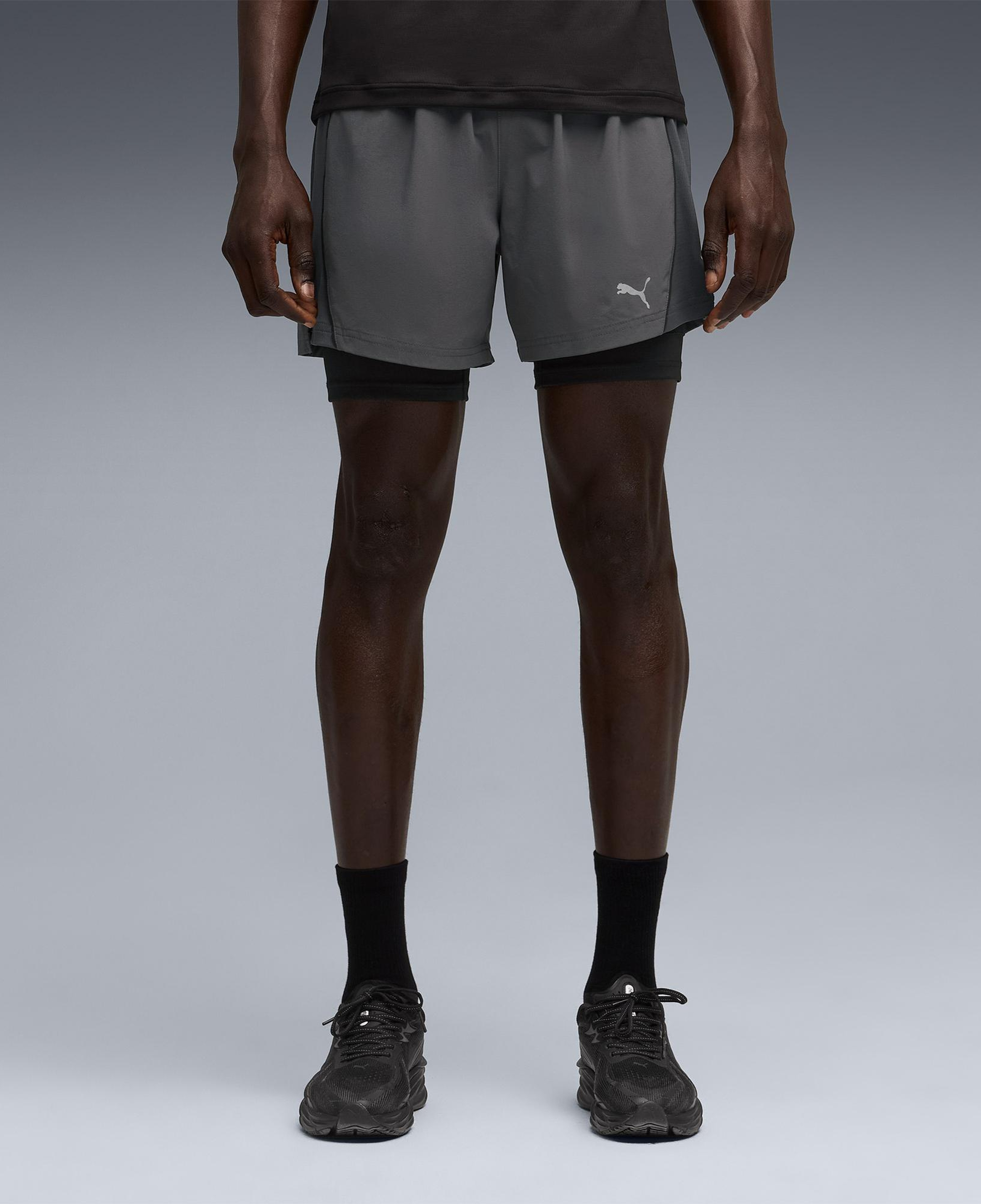 Puma Run Velocity 2in1 Erkek Gri Koşu Şortu