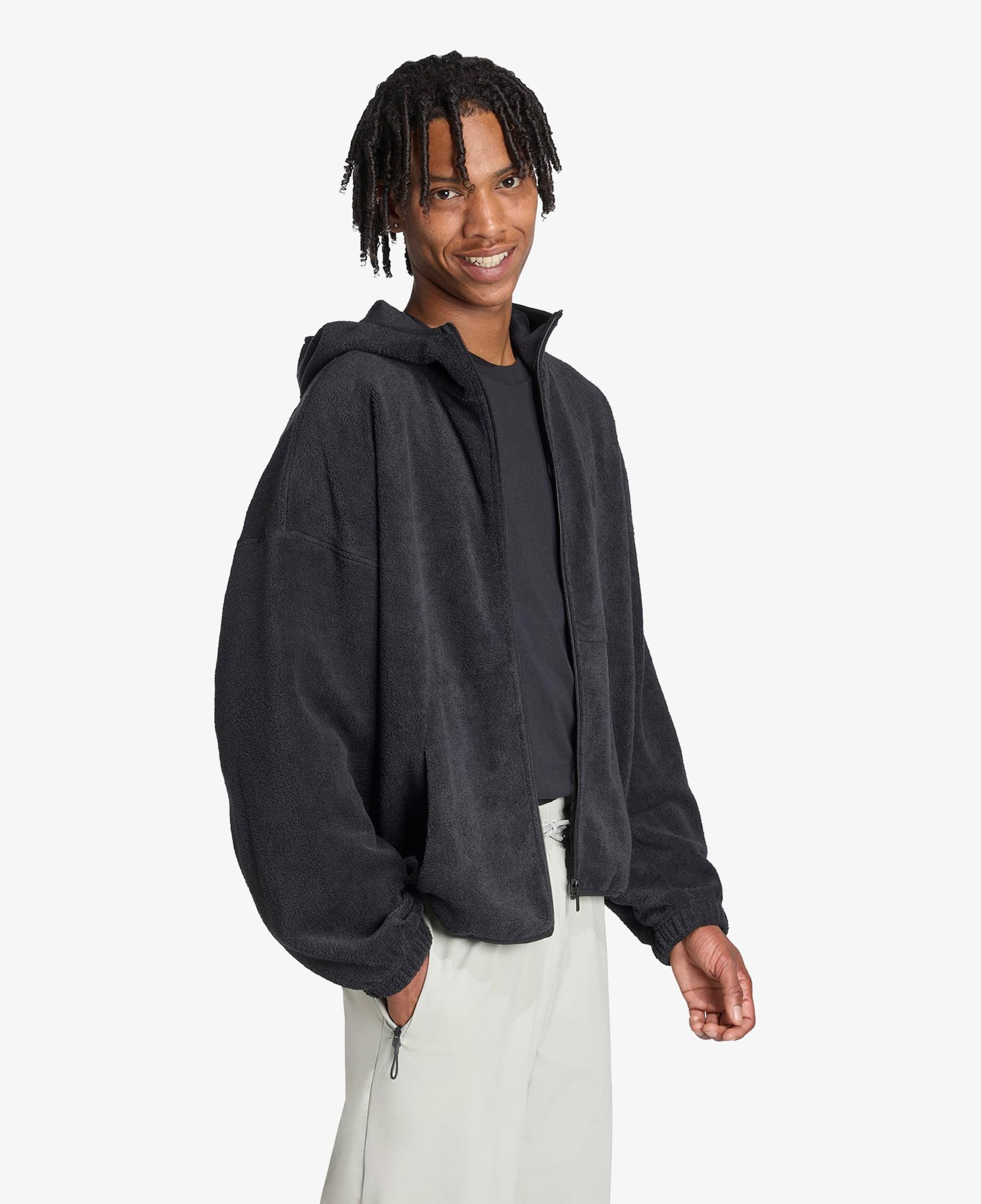 adidas Future icons Small Logo Low Pile Fleece Full Zip Erkek Siyah Eşofman Üstü