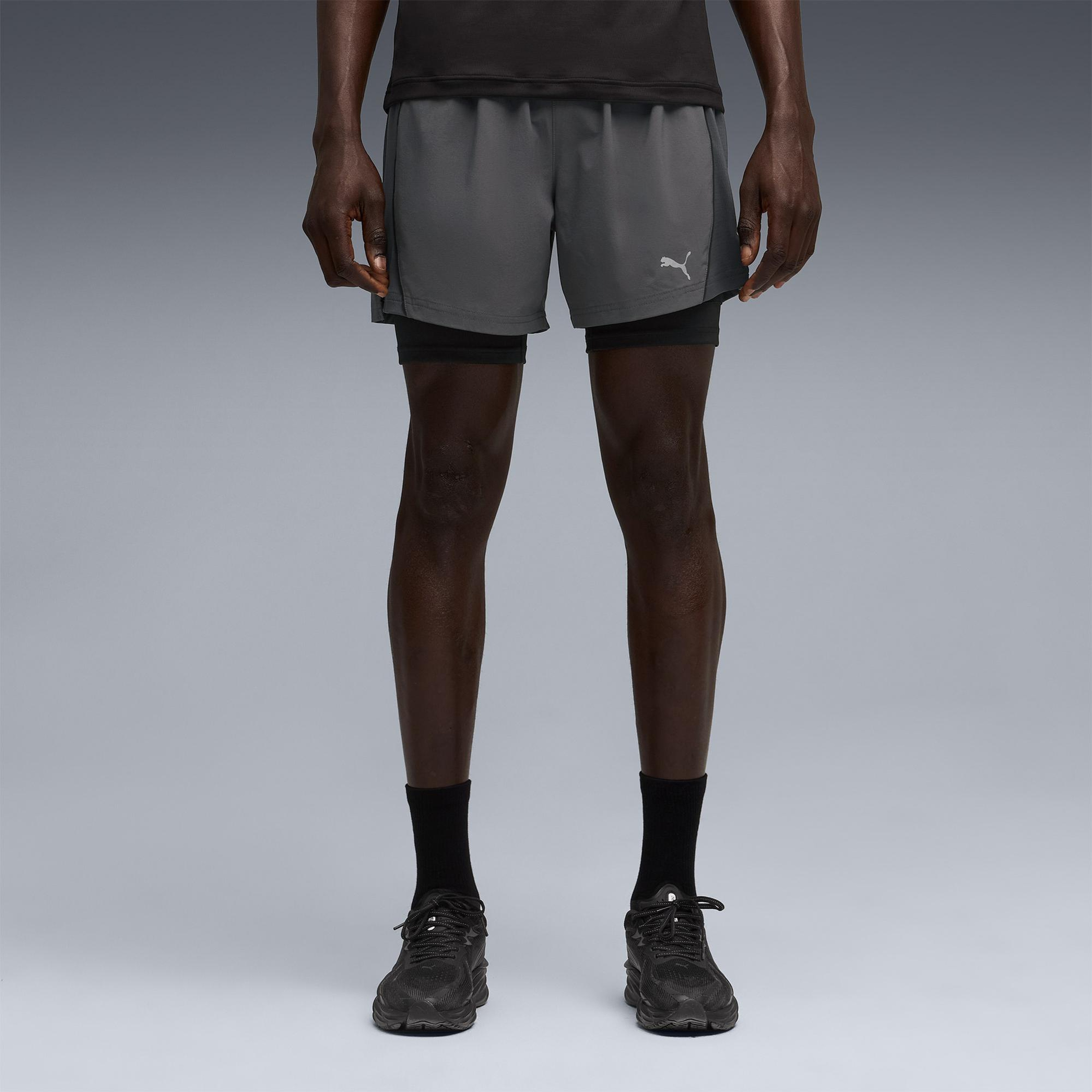 Puma Run Velocity 2in1 Erkek Gri Koşu Şortu