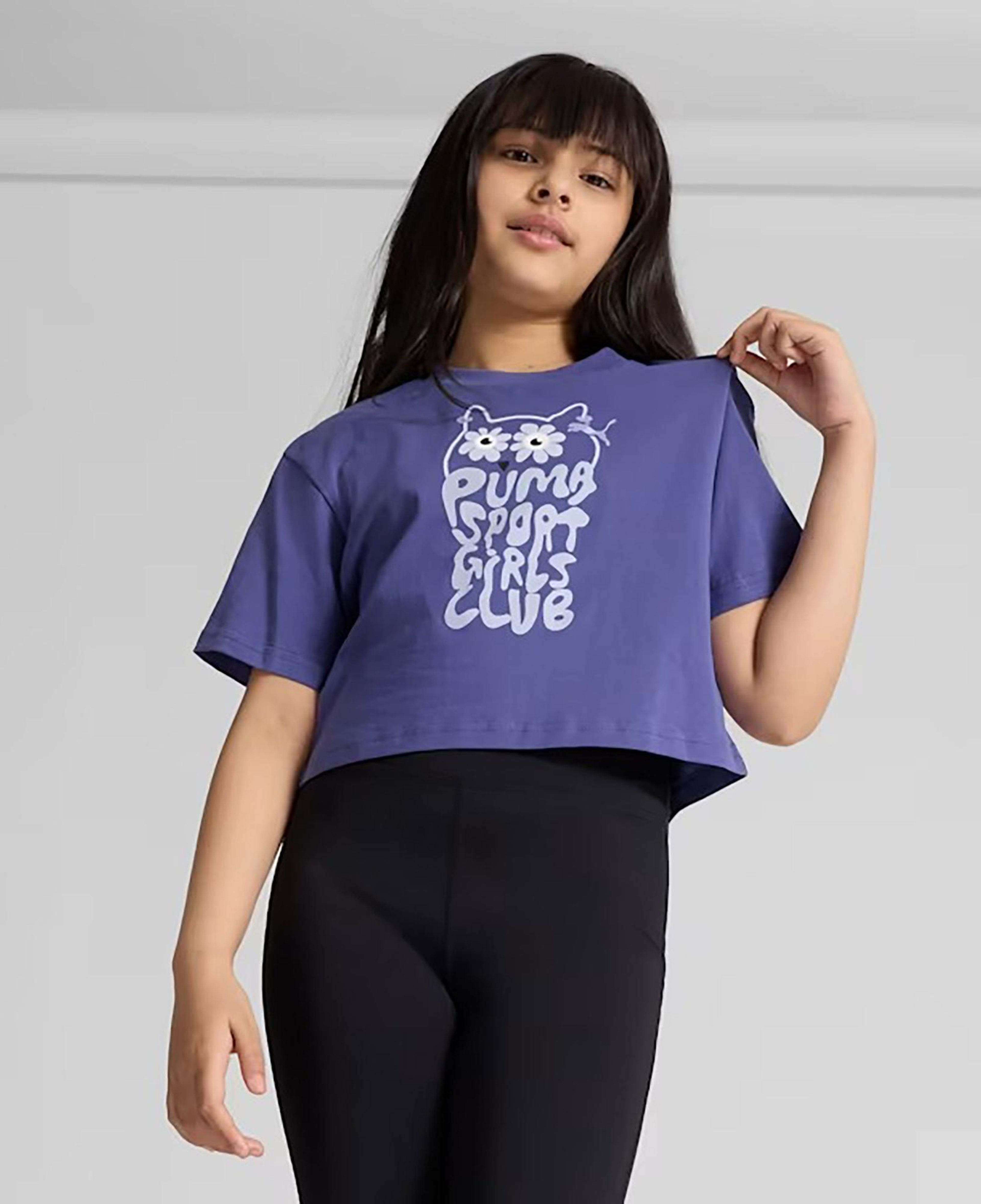 Puma Graphics Length Çocuk Mavi T-Shirt