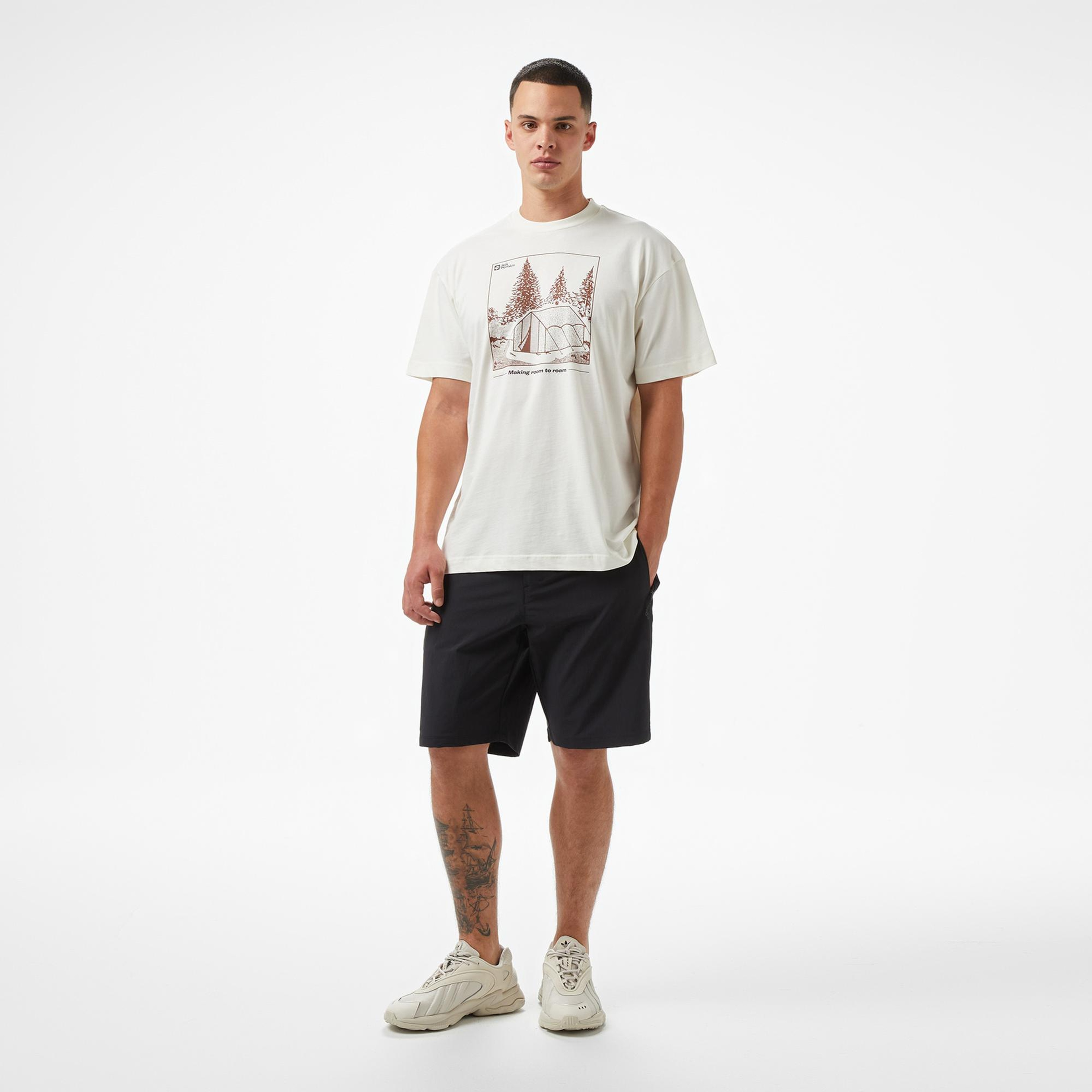 Jack Wolfskin Freeroamer Erkek Krem T-Shirt