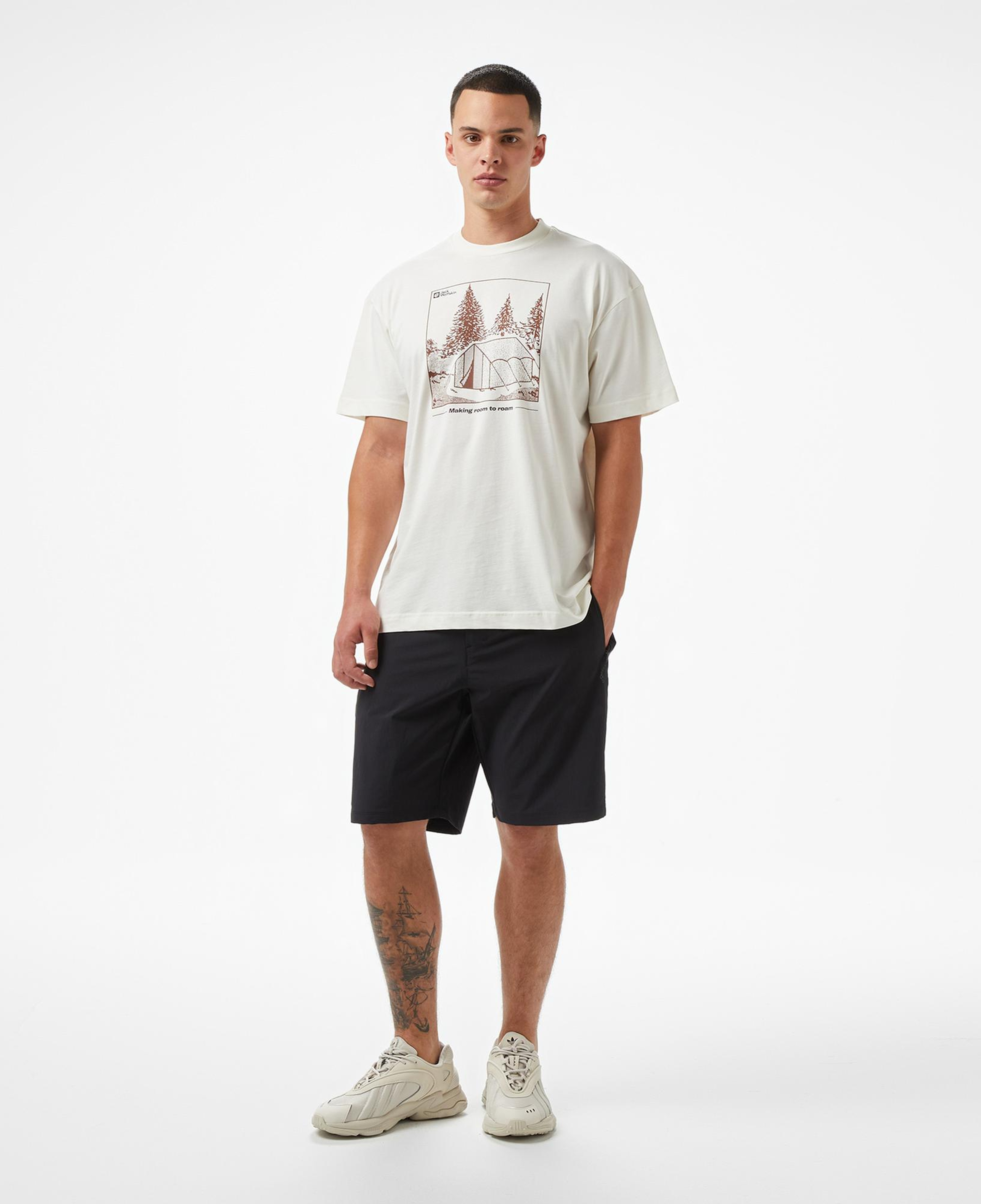 Jack Wolfskin Freeroamer Erkek Krem T-Shirt