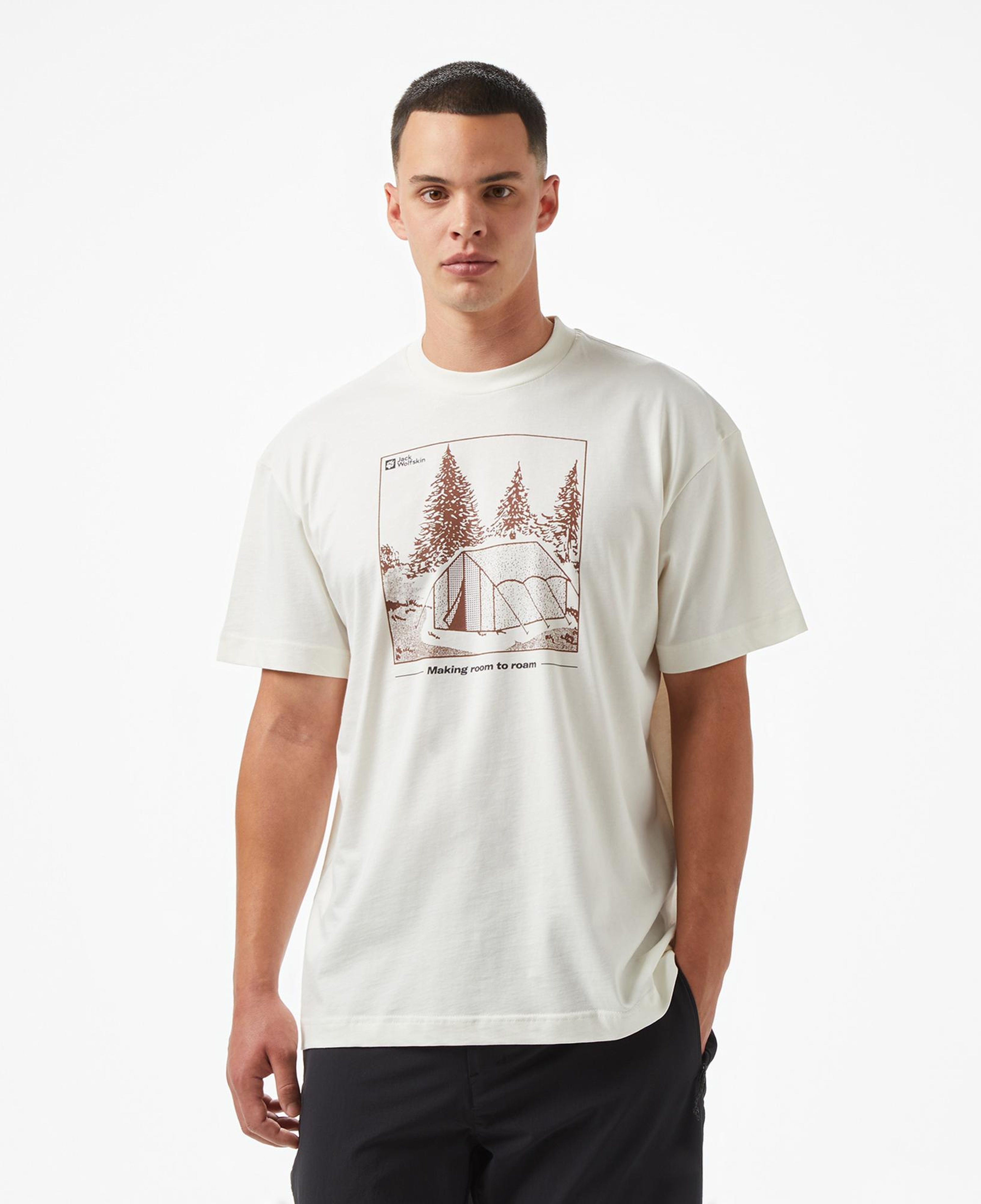 Jack Wolfskin Freeroamer Erkek Krem T-Shirt