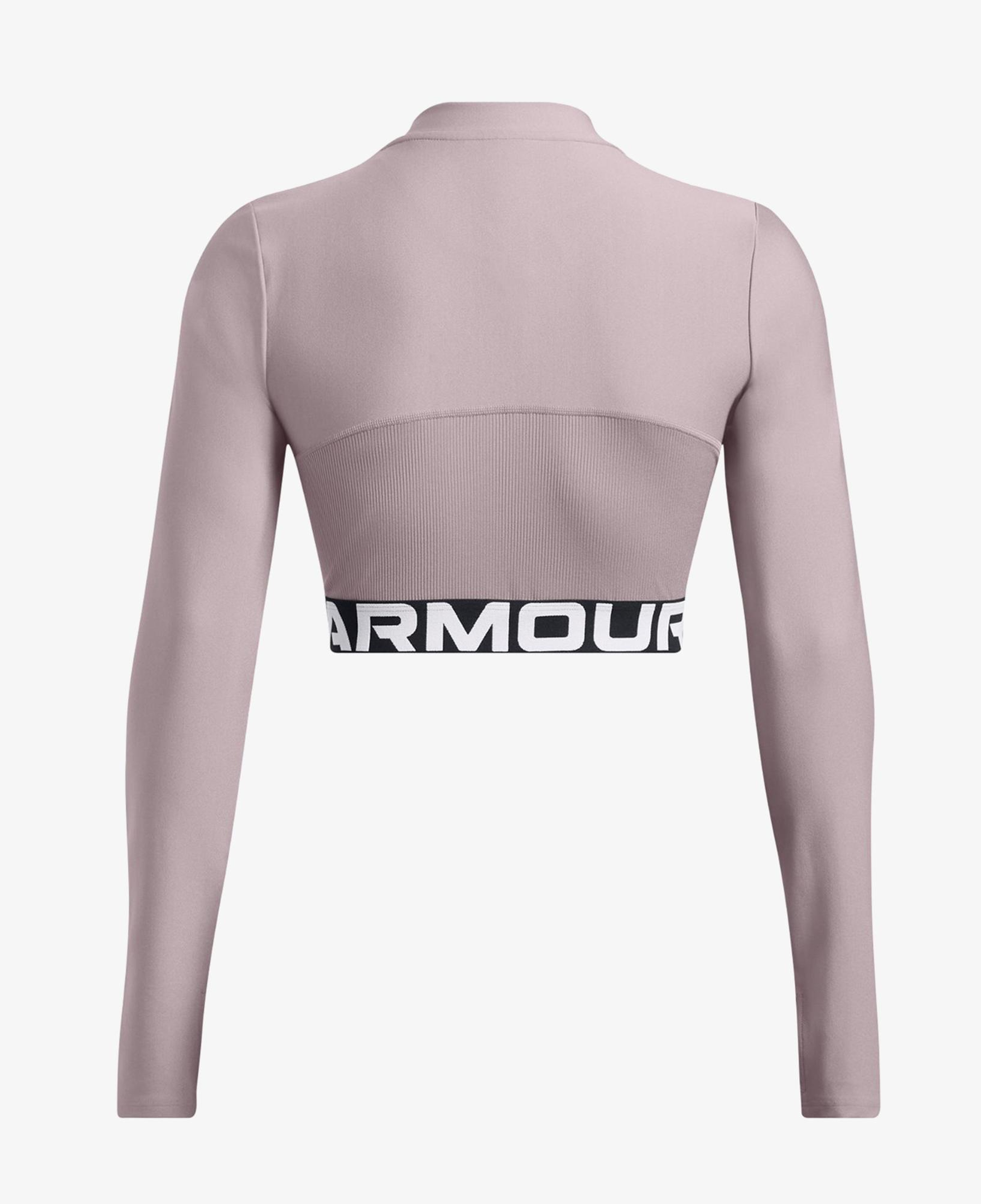 Under Armour Heat Gear Rib 1/4 Zipped Kadın Mor Crop Sweatshirt