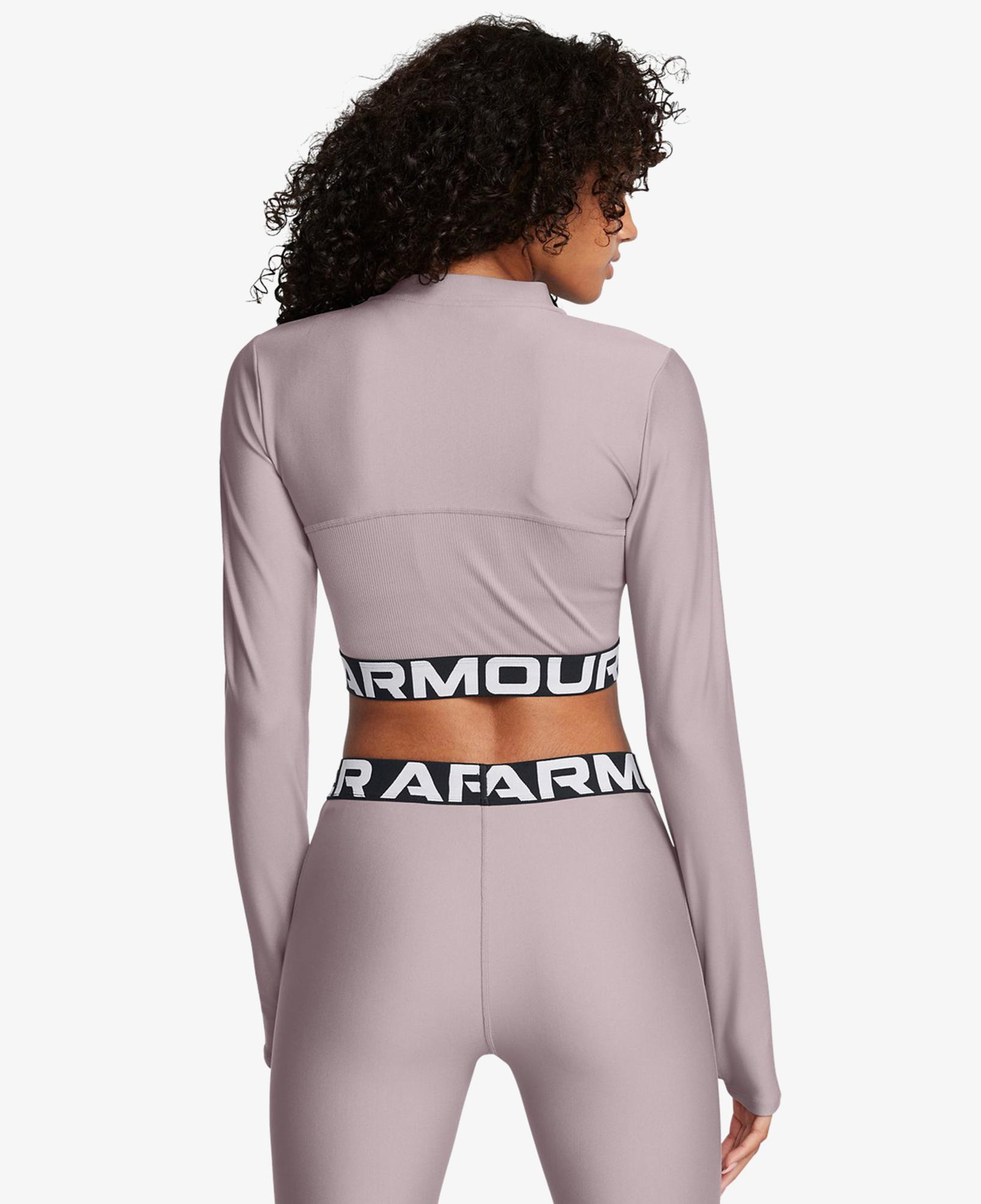 Under Armour Heat Gear Rib 1/4 Zipped Kadın Mor Crop Sweatshirt