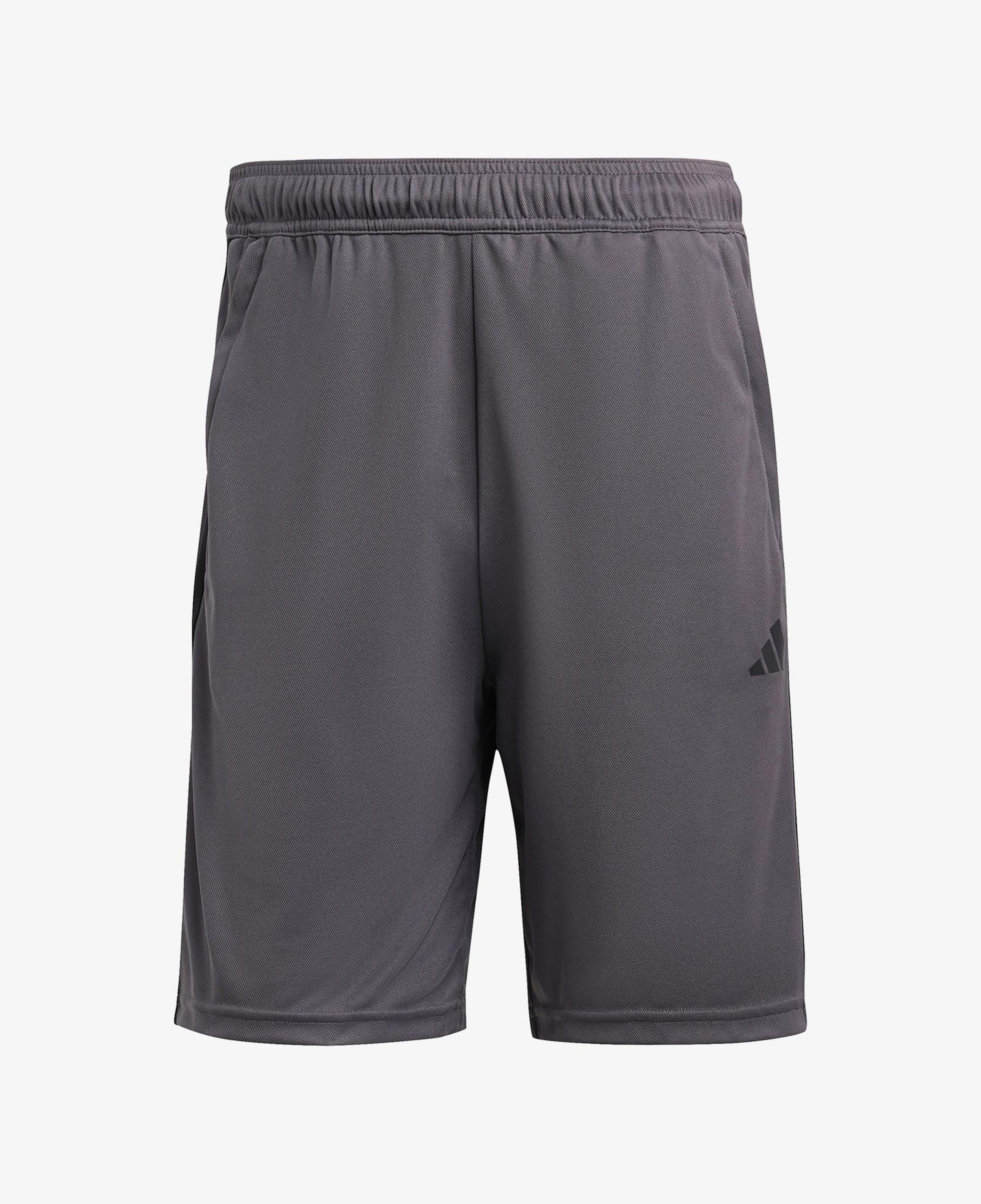 adidas Train Essentials Piqué 3 Stripes Training Erkek Gri Antrenman Şortu