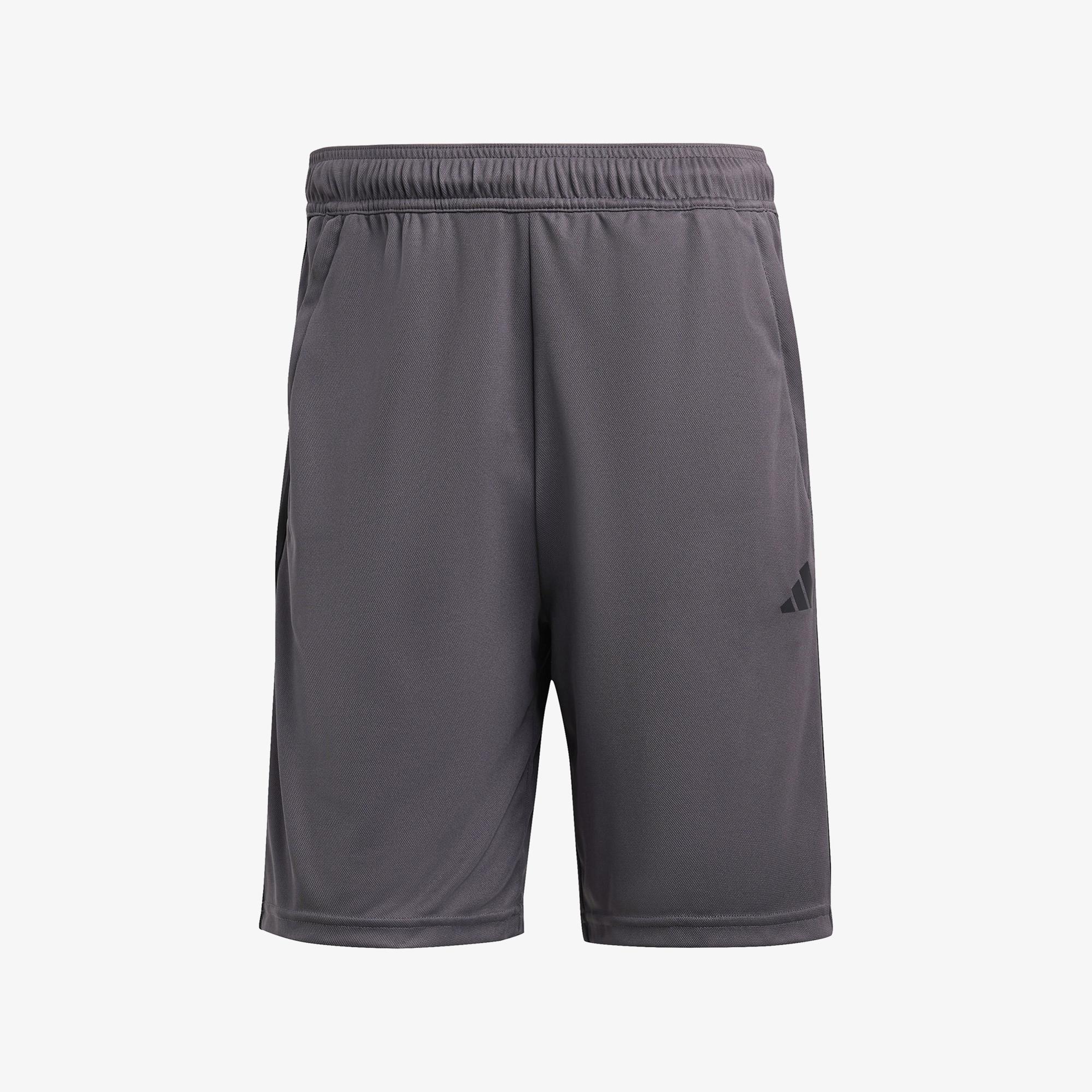 adidas Train Essentials Piqué 3 Stripes Training Erkek Gri Antrenman Şortu