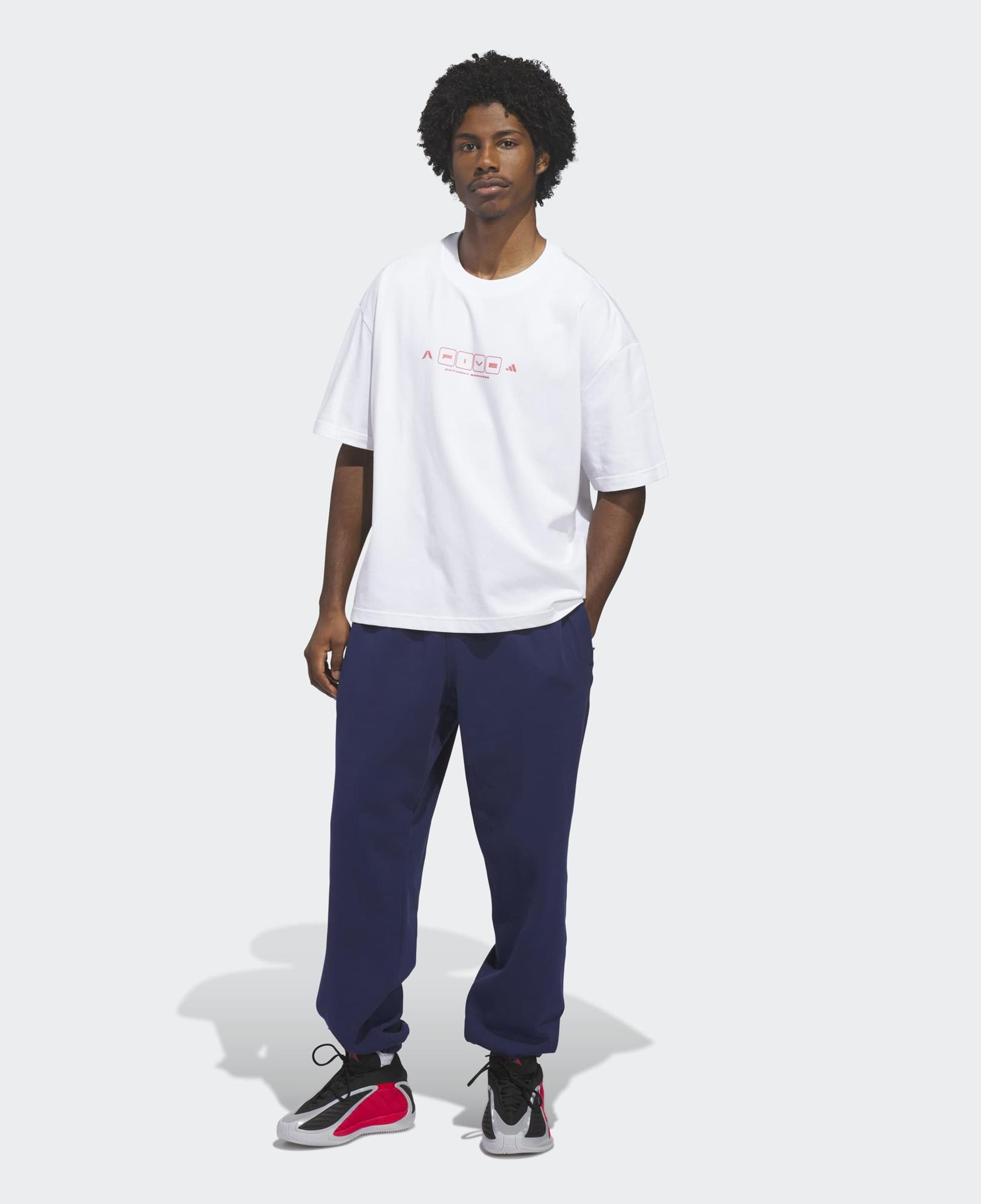 adidas Anthony Edwards World Of 5 Erkek Beyaz Basketbol T-Shirt