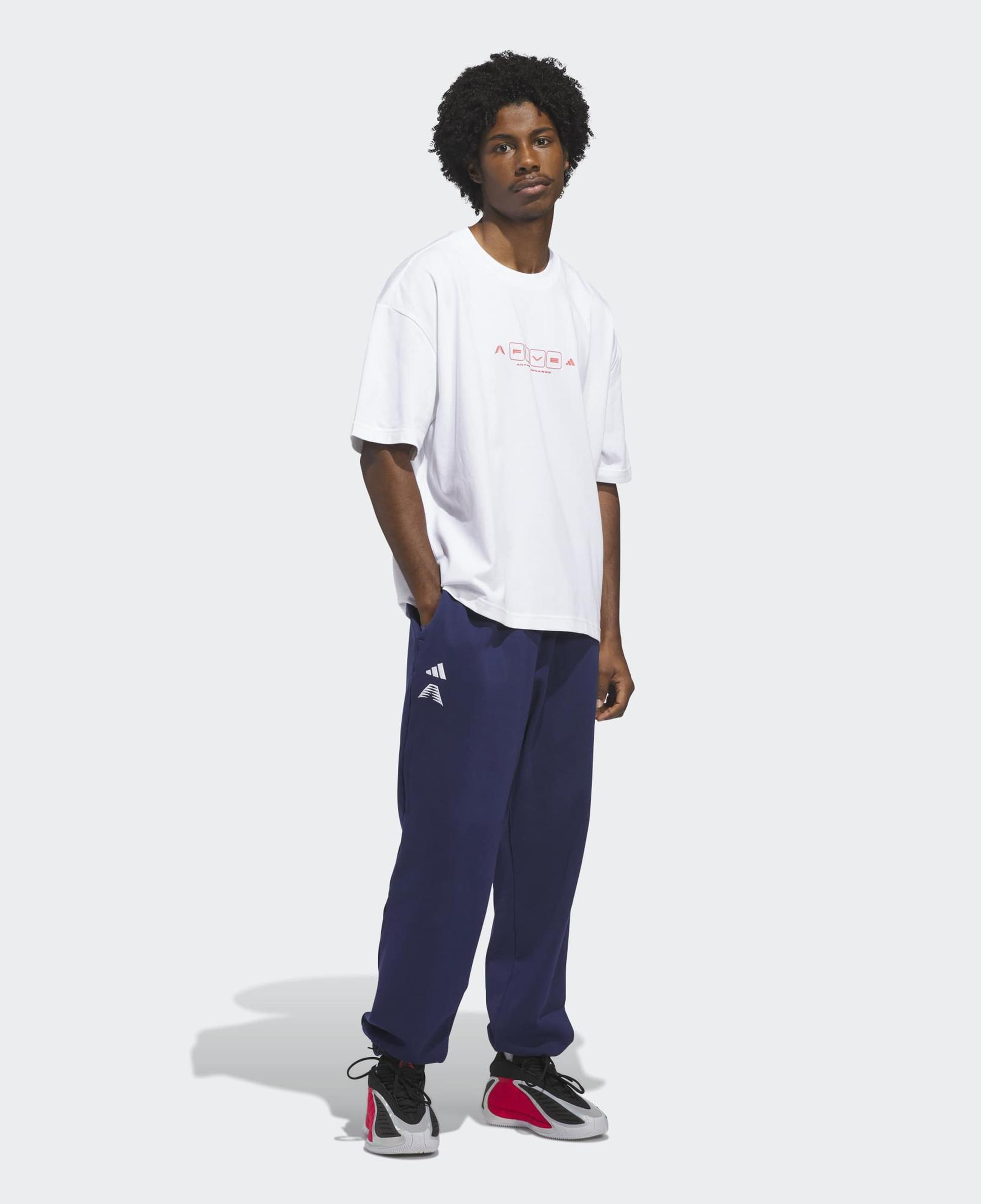 adidas Anthony Edwards World Of 5 Erkek Beyaz Basketbol T-Shirt