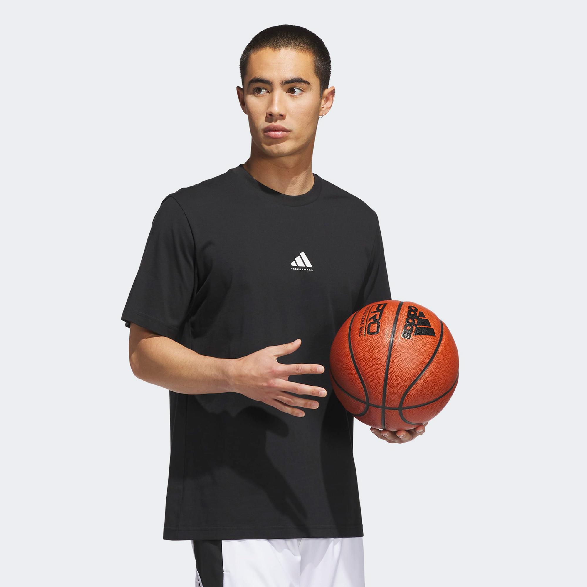 adidas Basketball Grafikli Erkek Siyah Basketbol T-Shirt