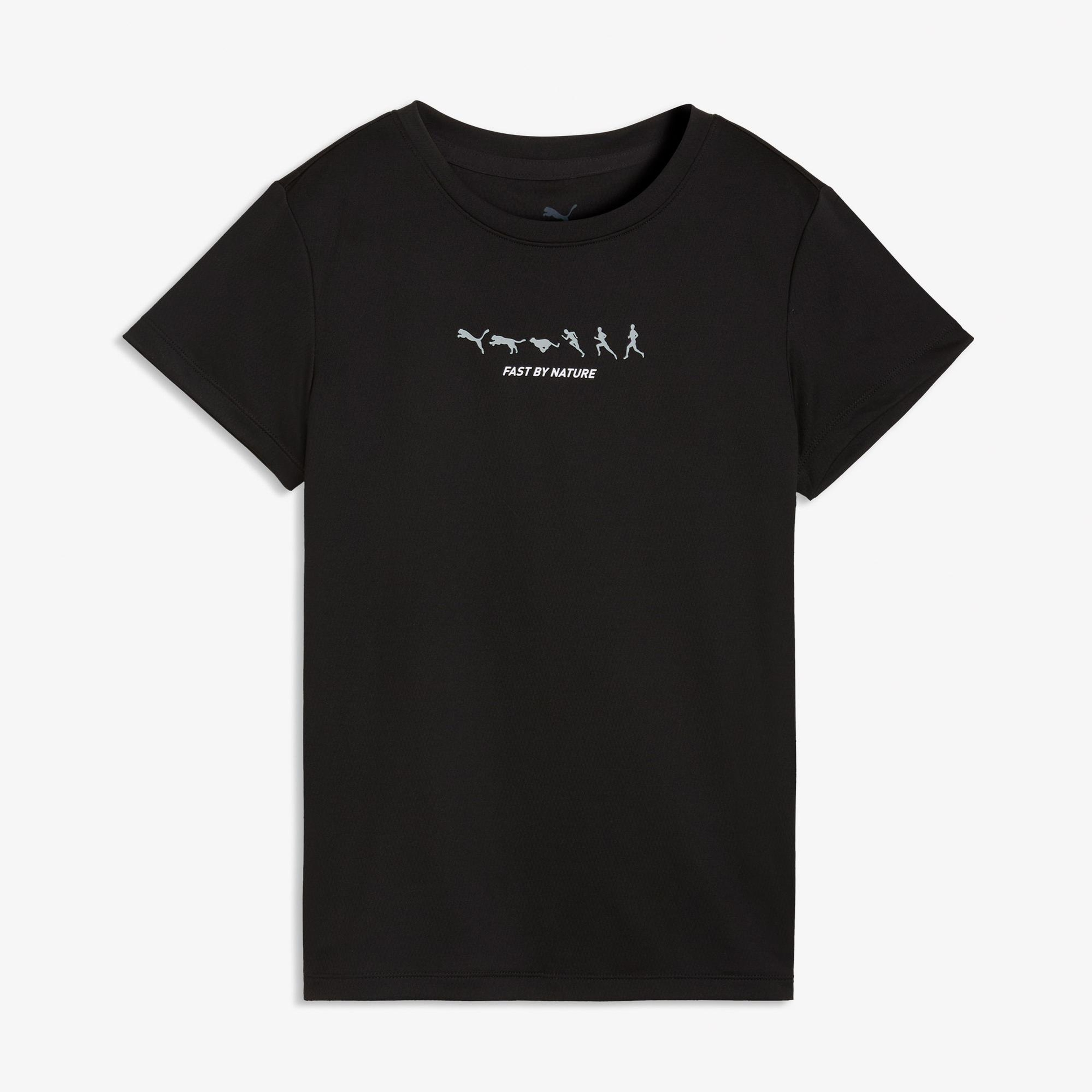 Puma Run Slogan Graphic Kadın Siyah Koşu T-Shirt