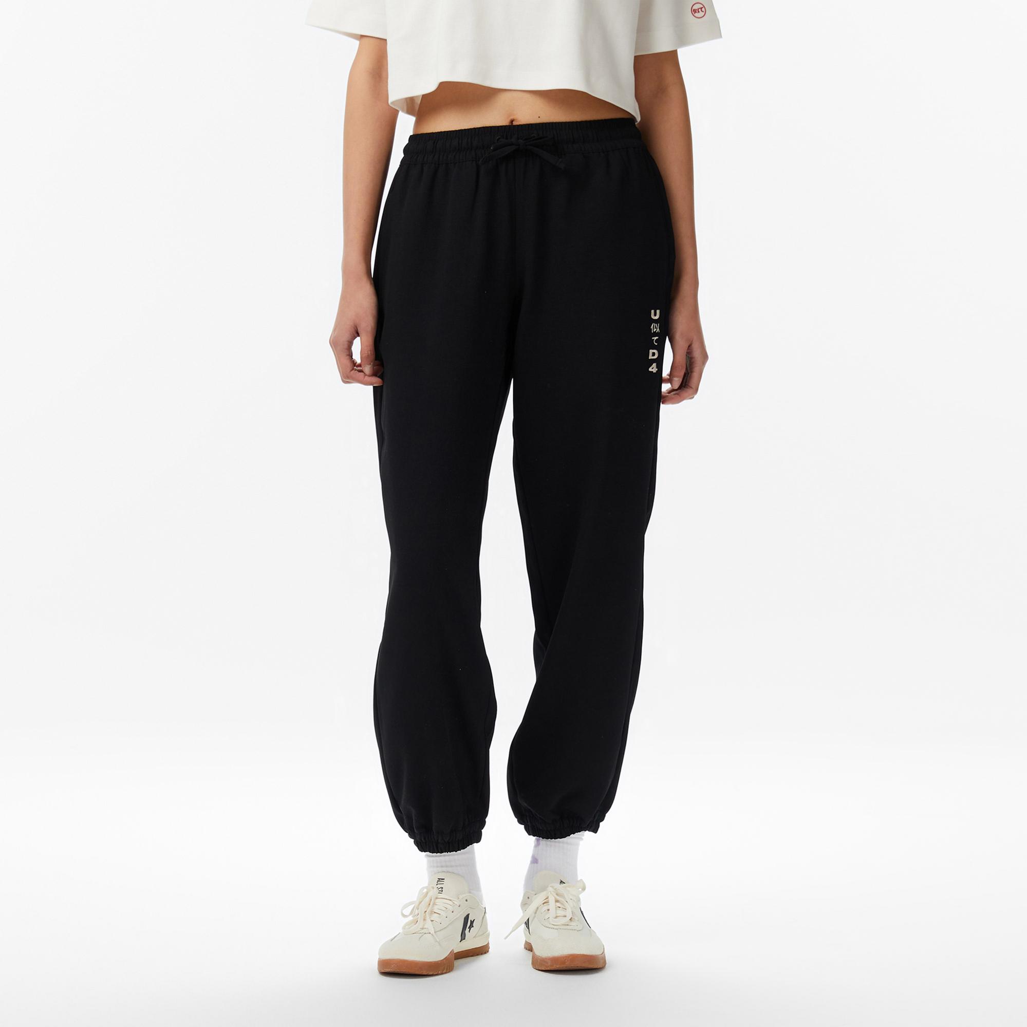 UNITED4 Regular Fit Kadın Siyah Eşofman Altı