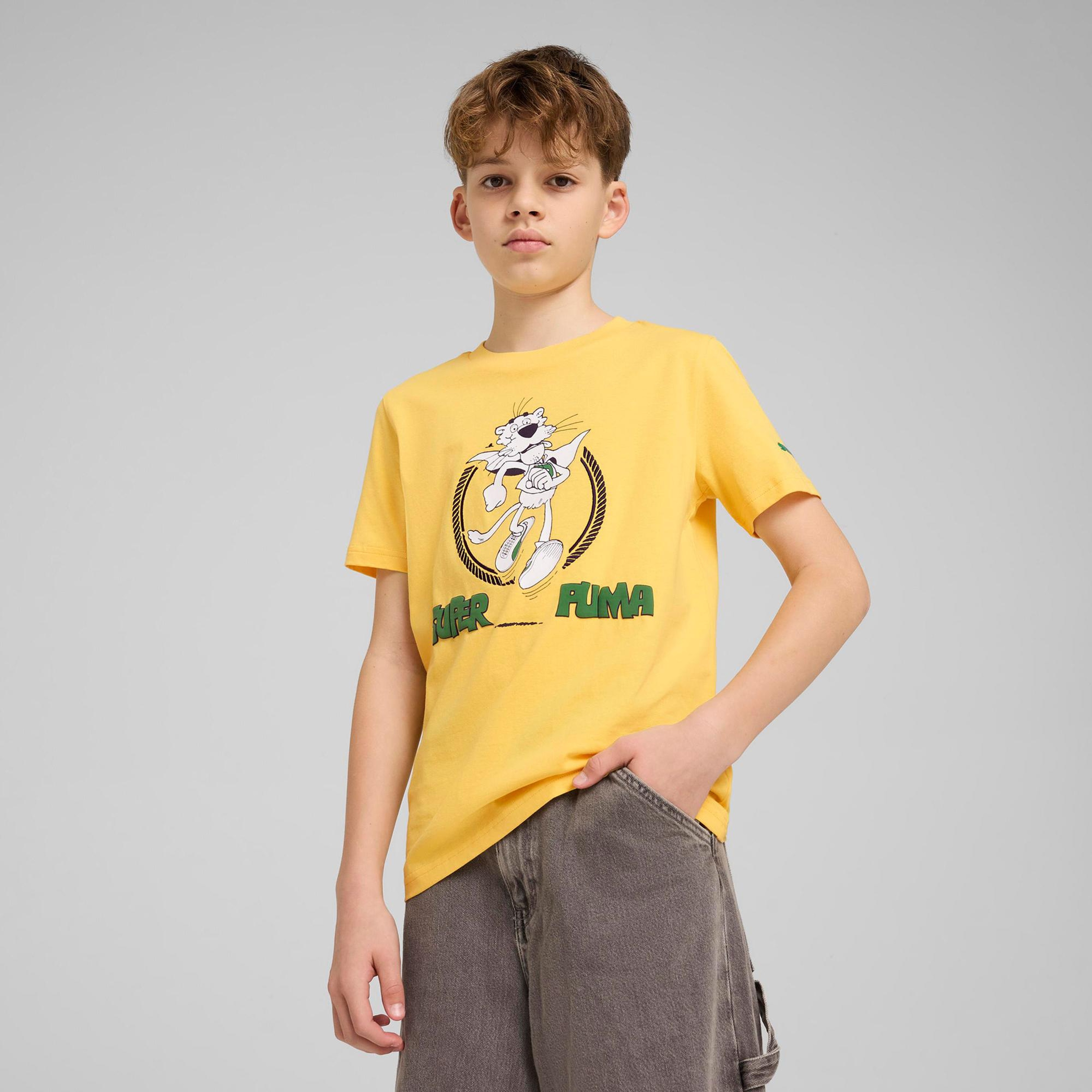 Puma Super Graphic Çocuk Sarı T-Shirt