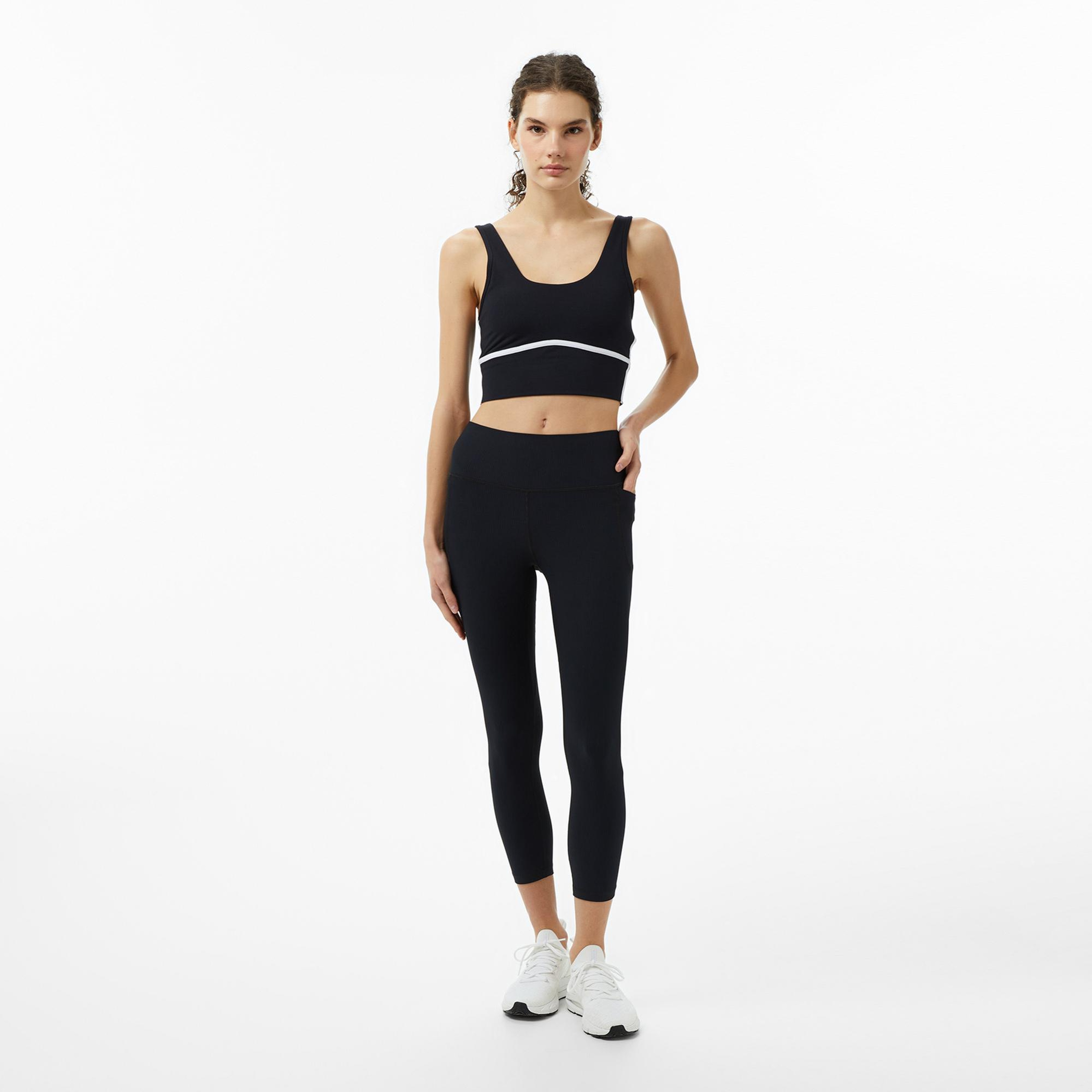 Under Armour Meridian Piped Crop Kadın Siyah Koşu Atlet