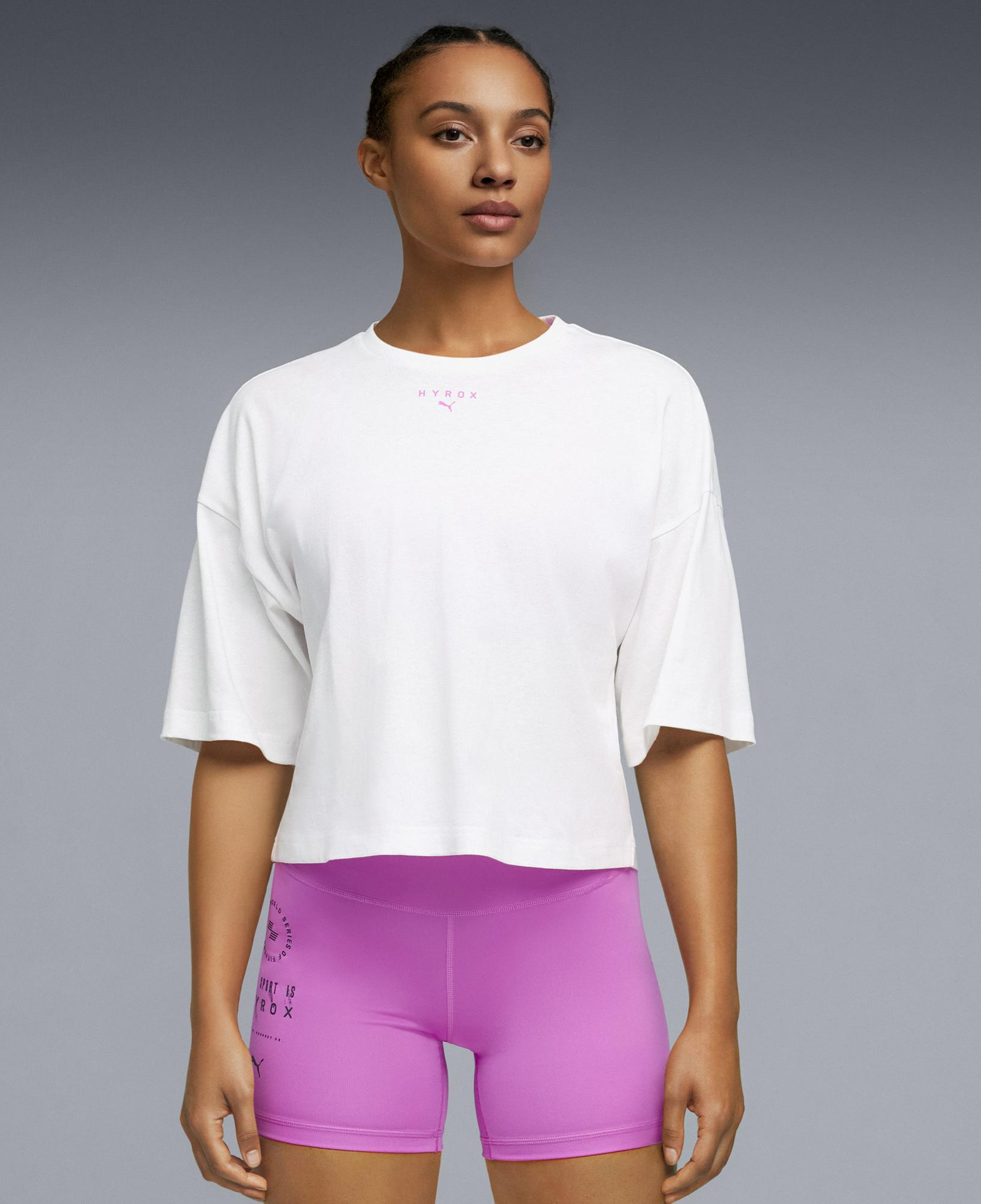 Puma x Hyrox Croped Lifestyle Kadın Beyaz Antrenman T-Shirt