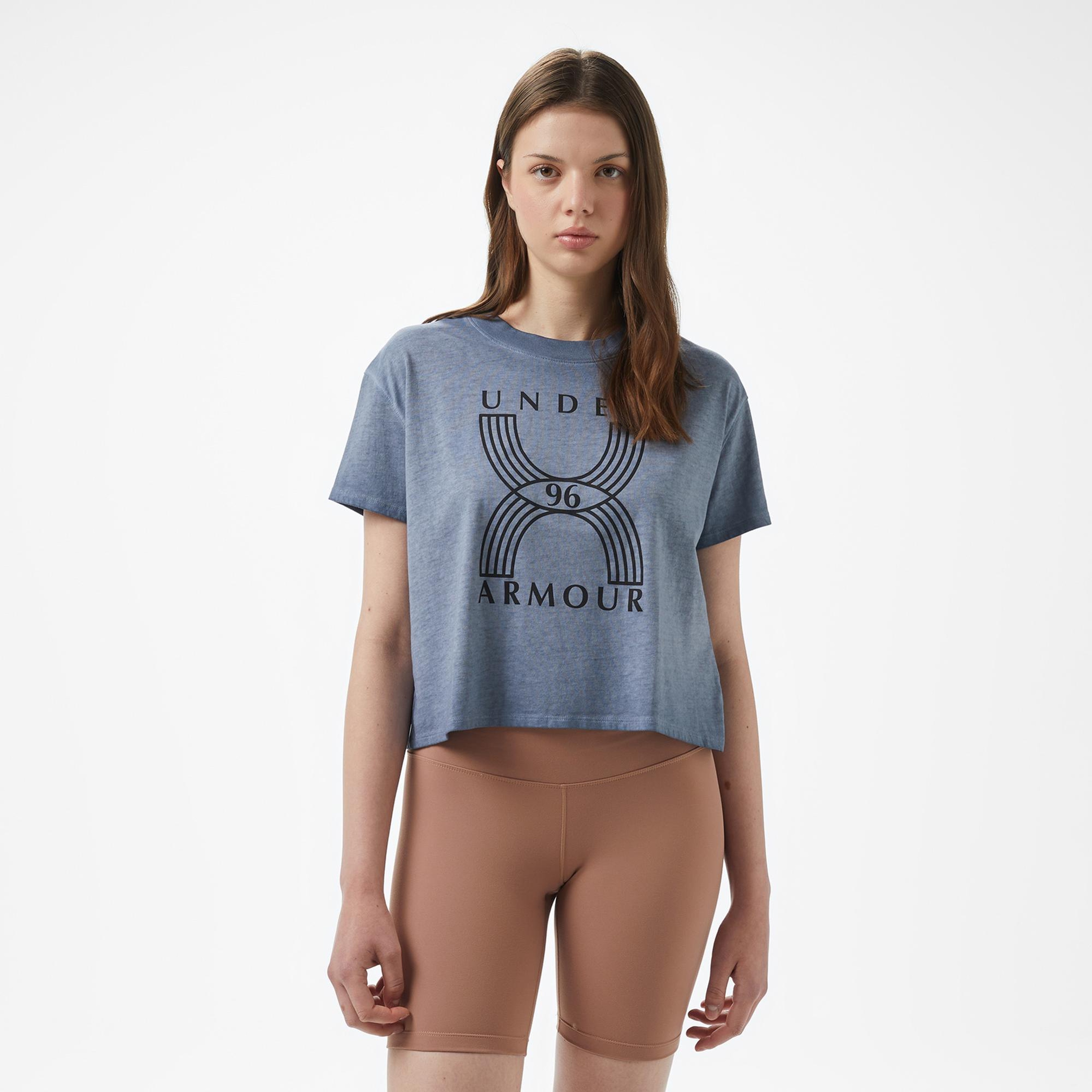 Under Armour Run 96 Graphic Kadın Mavi T-Shirt