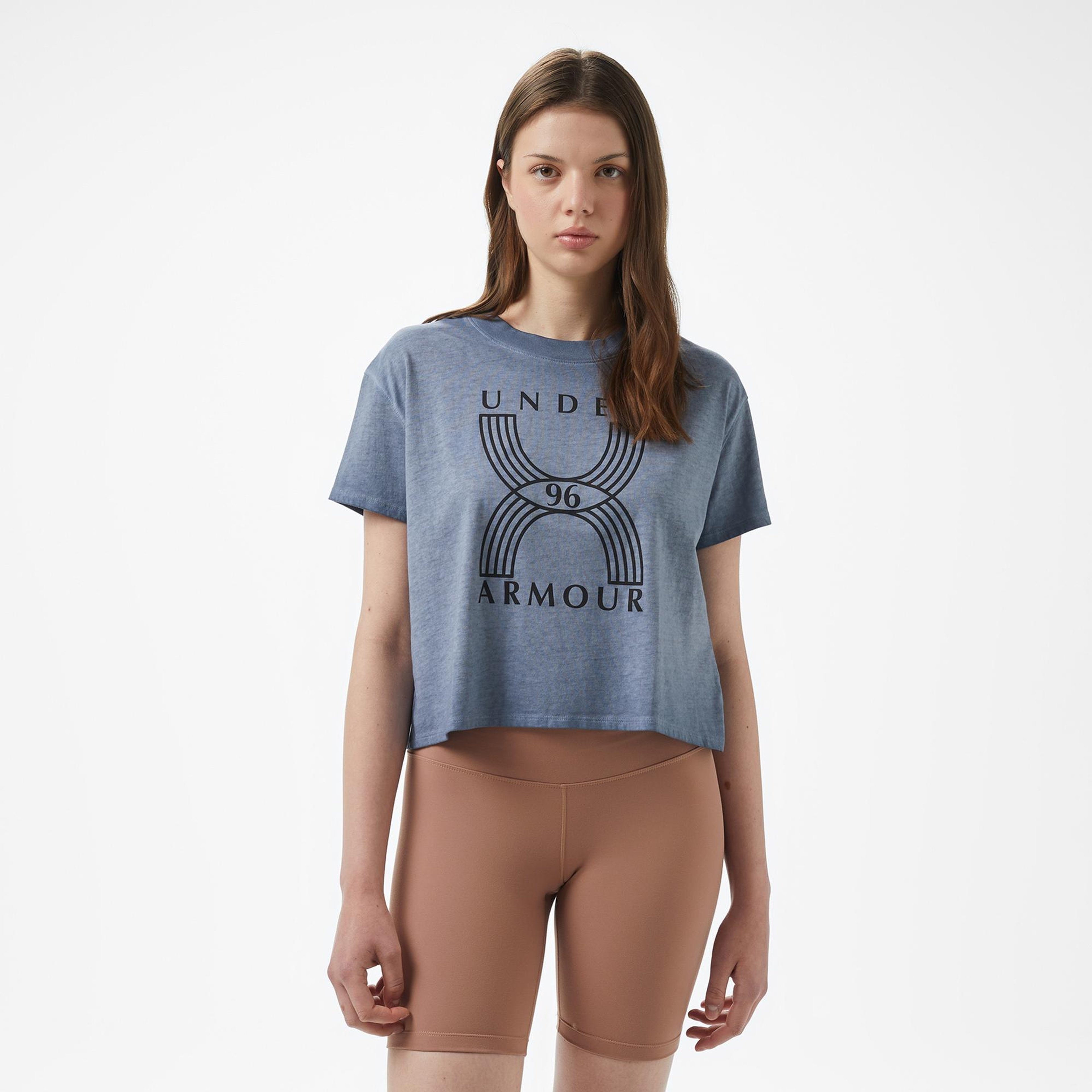 Under Armour Run 96 Graphic Kadın Mavi T-Shirt