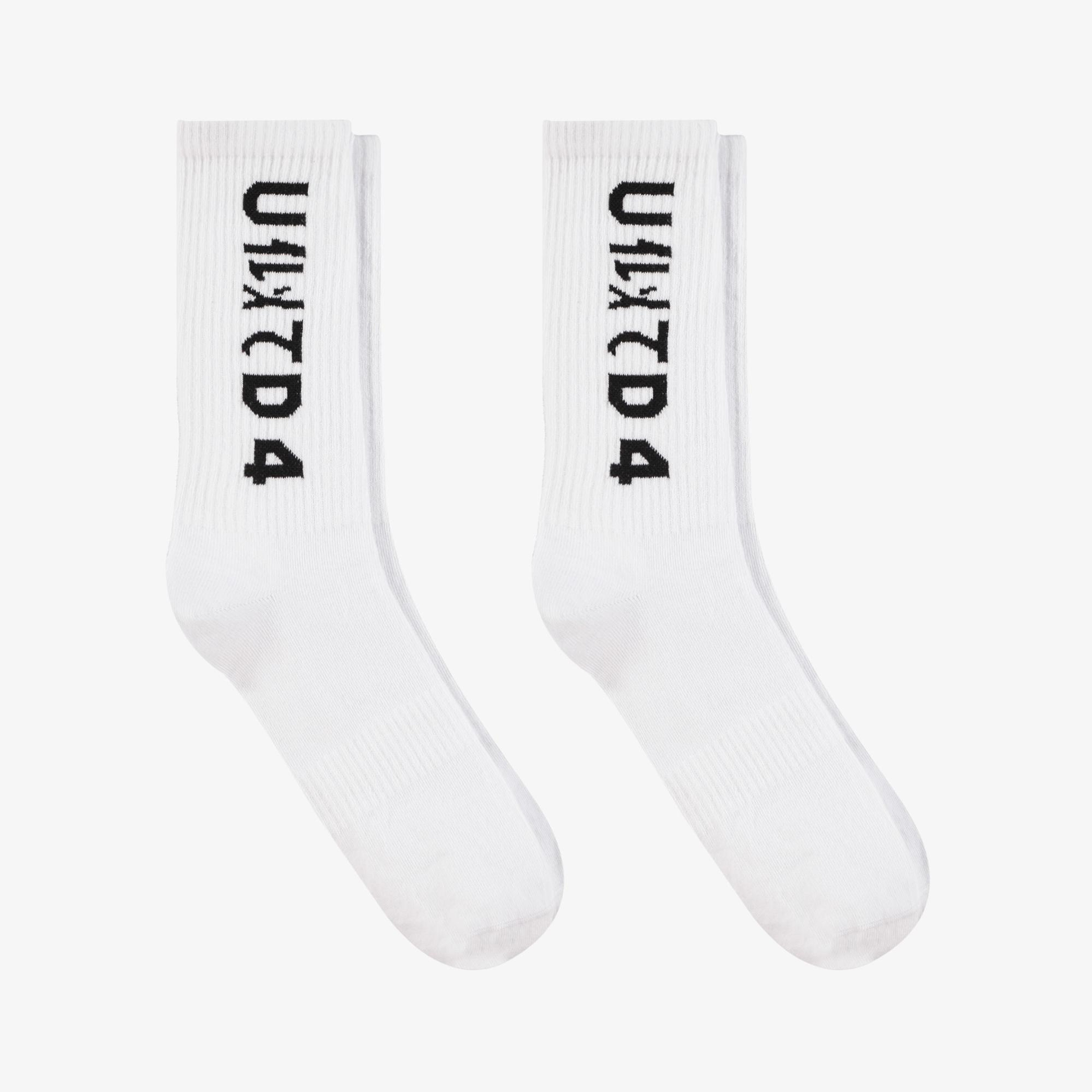 UNITED4 Unisex Beyaz 2'li Çorap