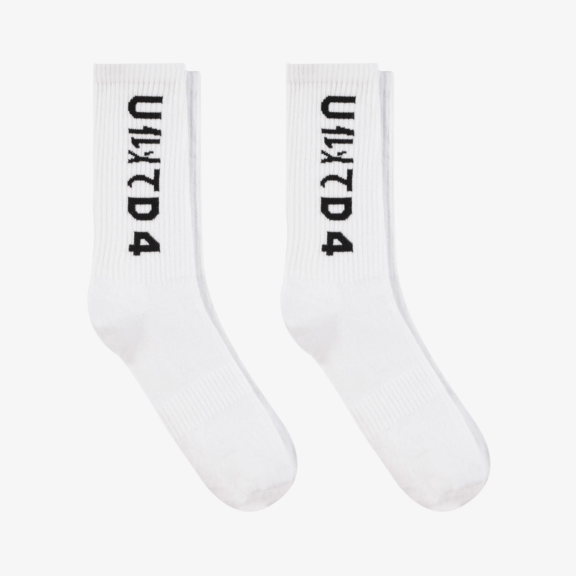 UNITED4 Unisex Beyaz 2'li Çorap
