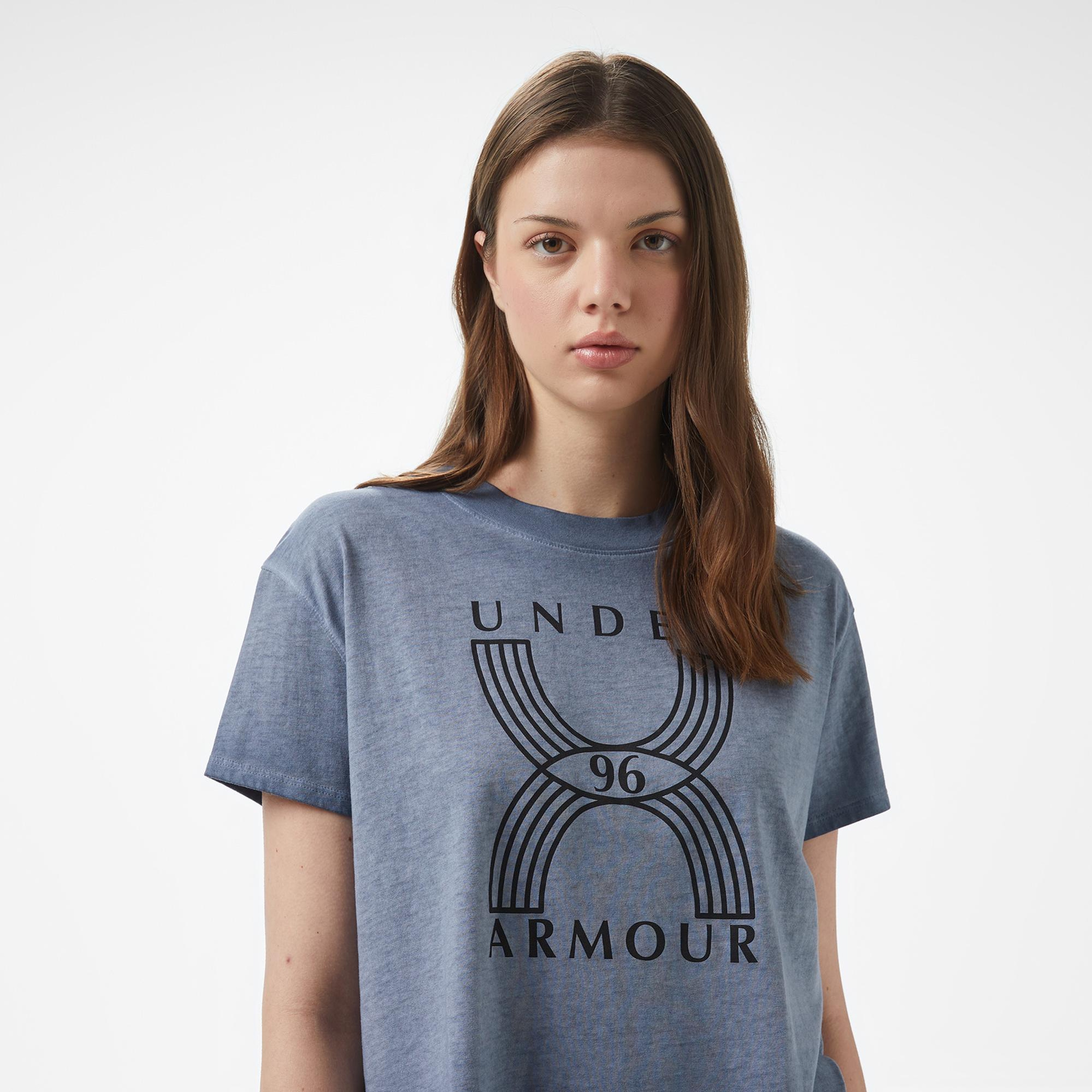 Under Armour Run 96 Graphic Kadın Mavi T-Shirt