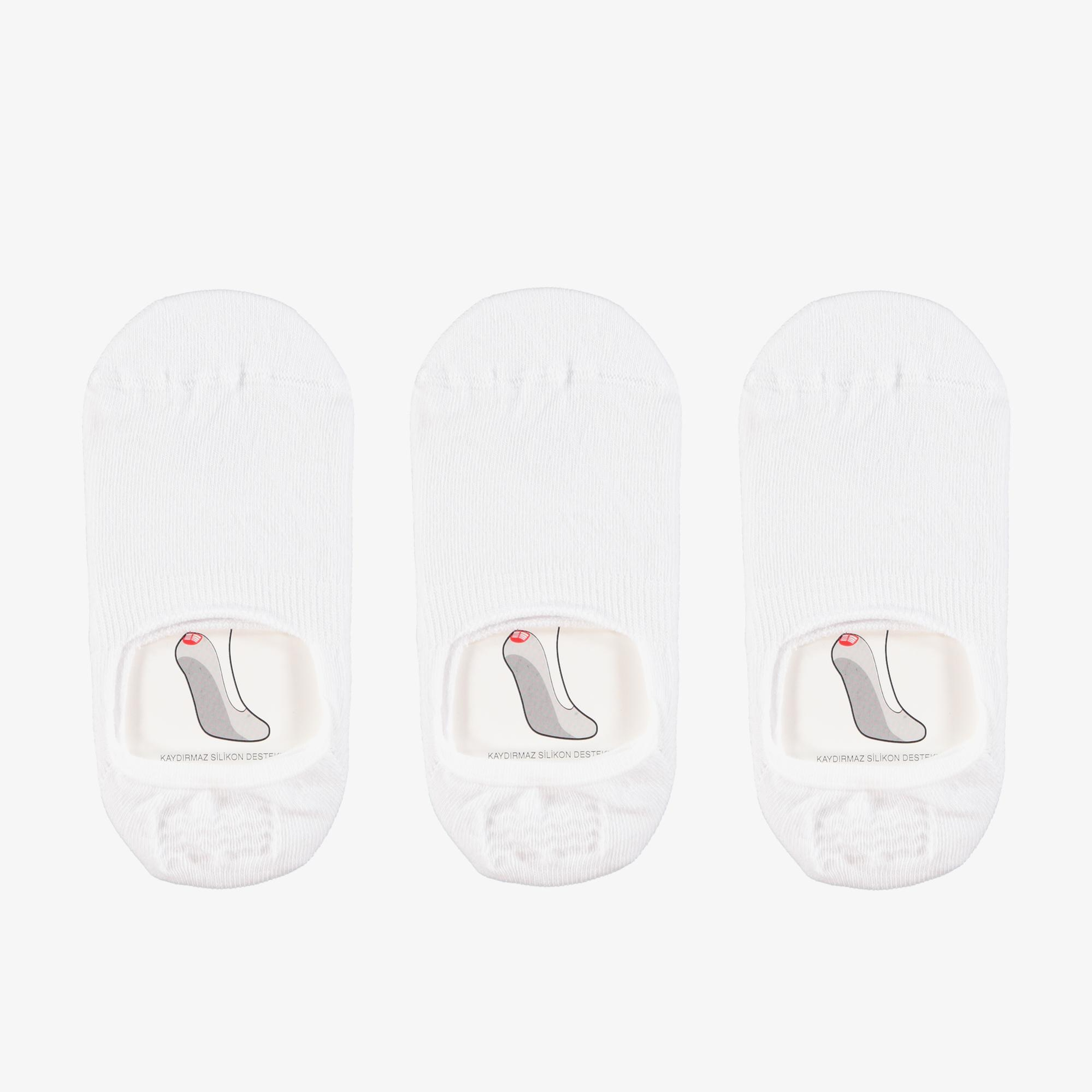 UNITED4 Unisex 3'lü Beyaz Babet Çorap