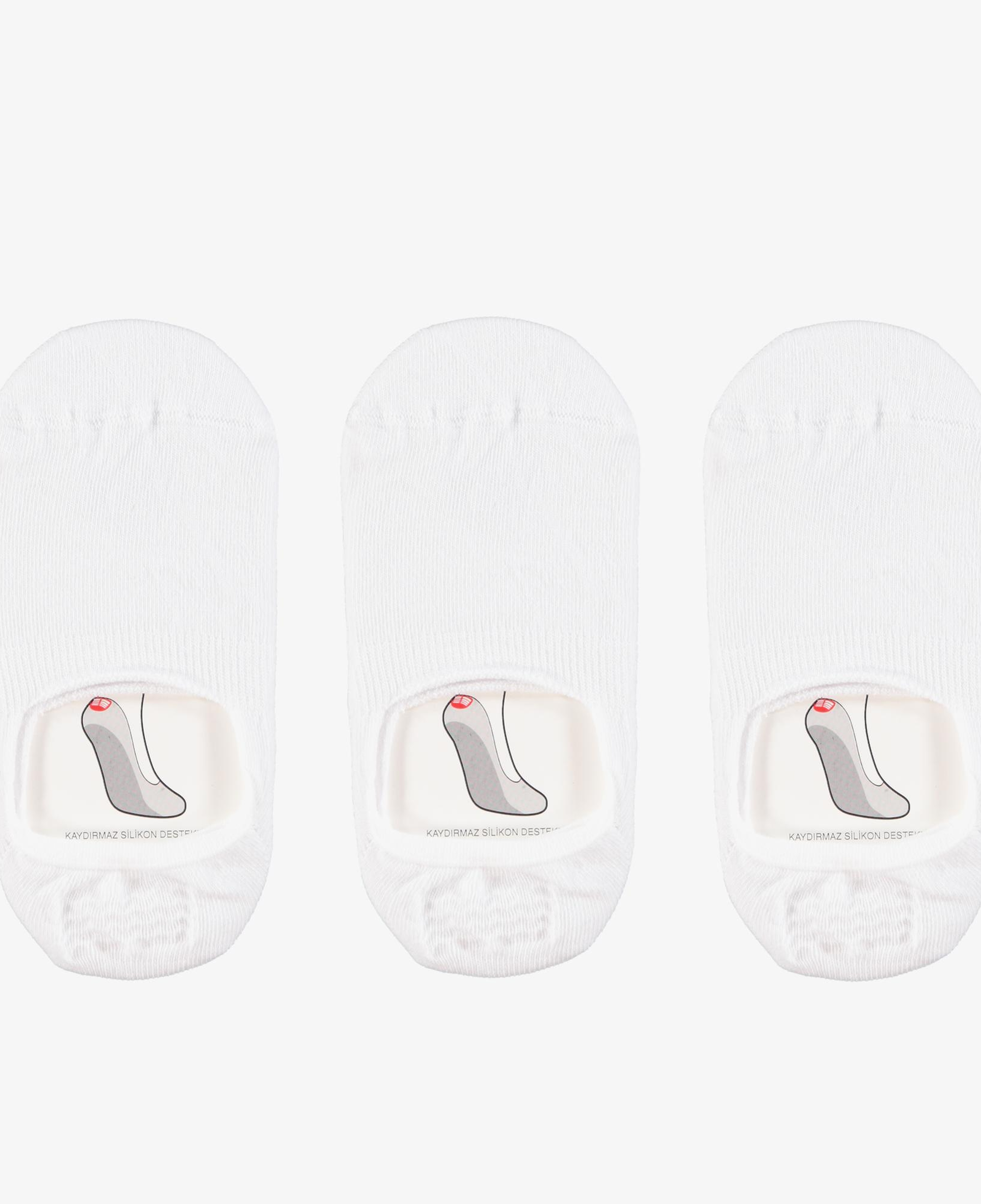 UNITED4 Unisex 3'lü Beyaz Babet Çorap