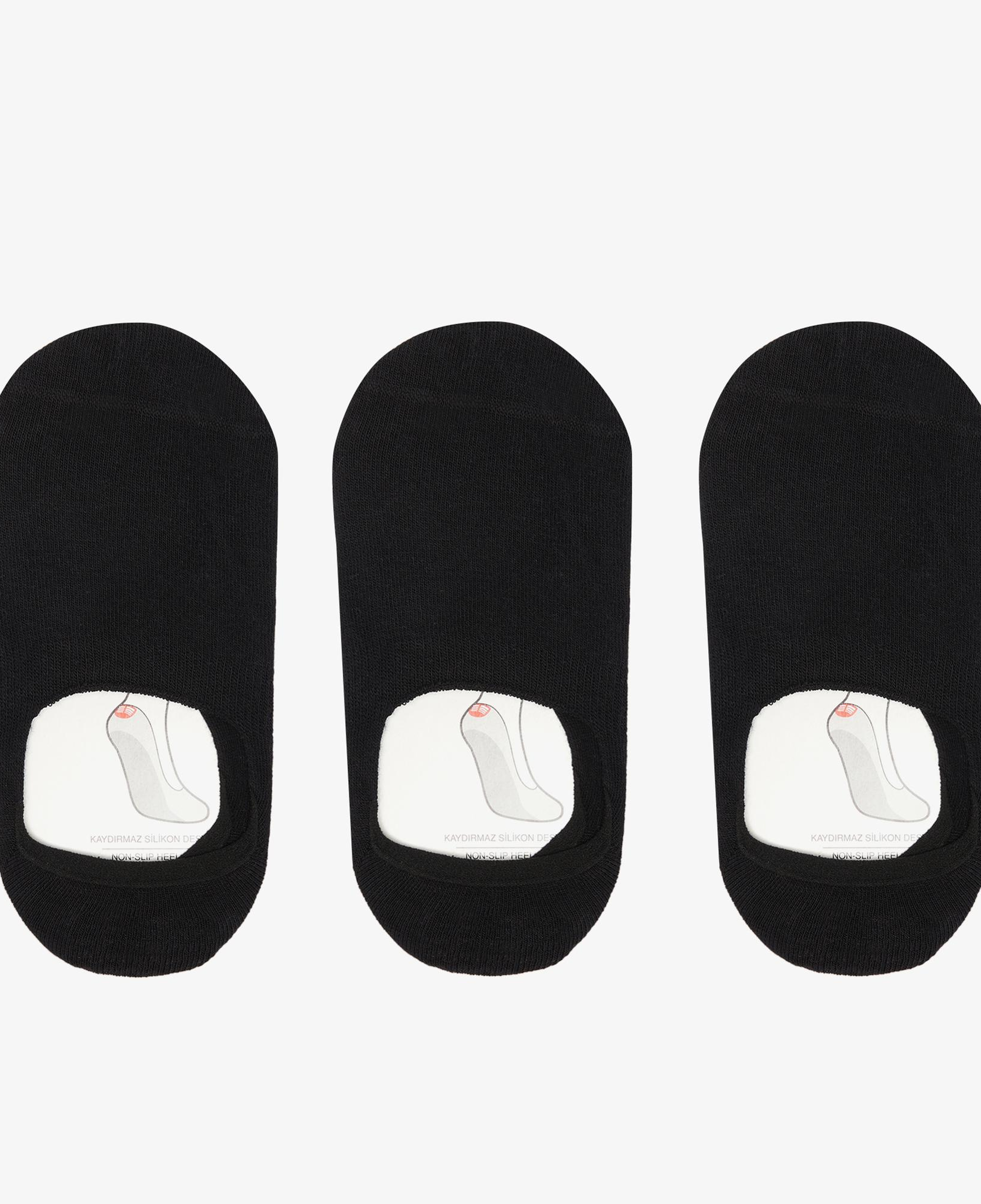 UNITED4 Unisex 3'lü Siyah Babet Çorap