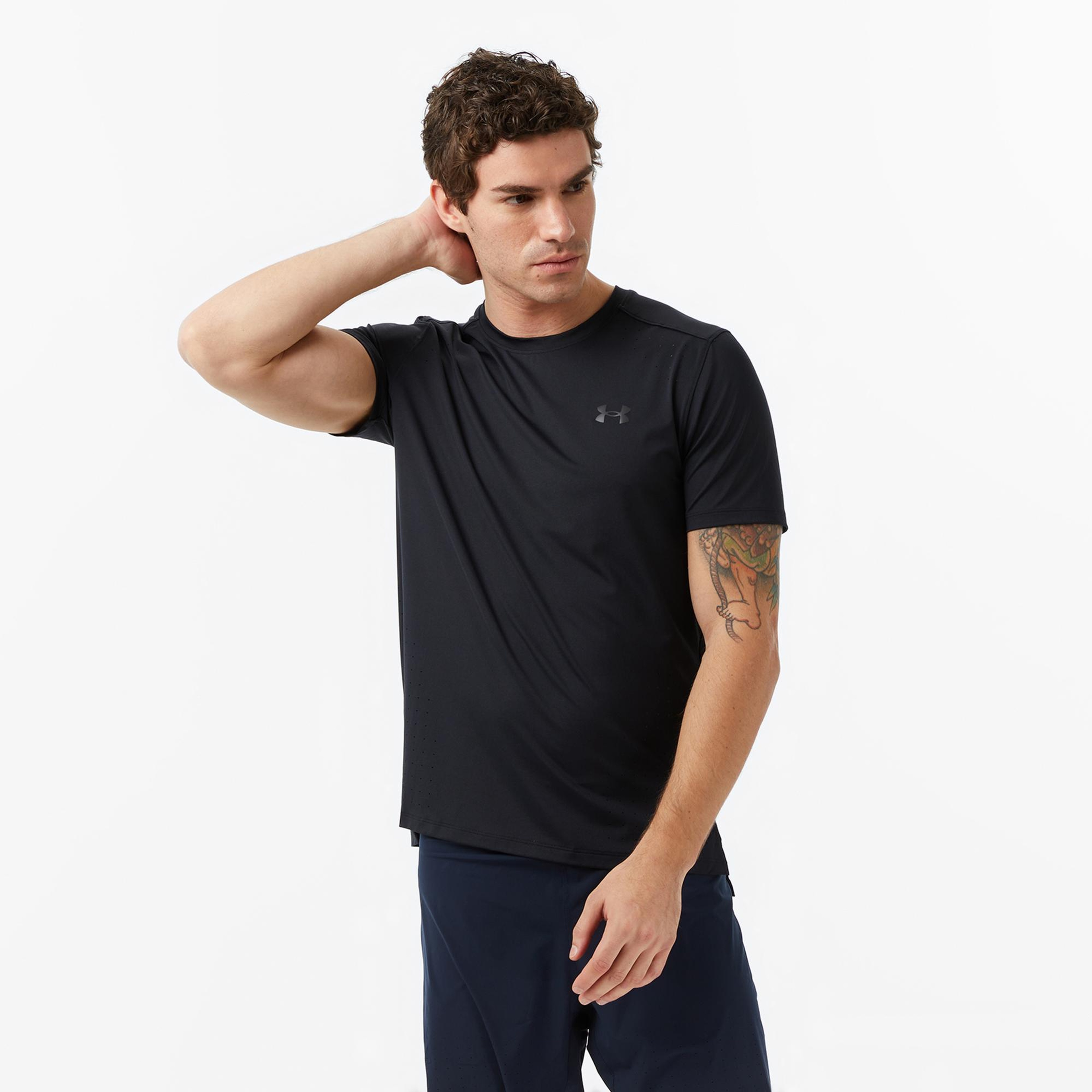 Under Armour Launch Elite Shortsleeve Erkek Siyah Koşu T-Shirt