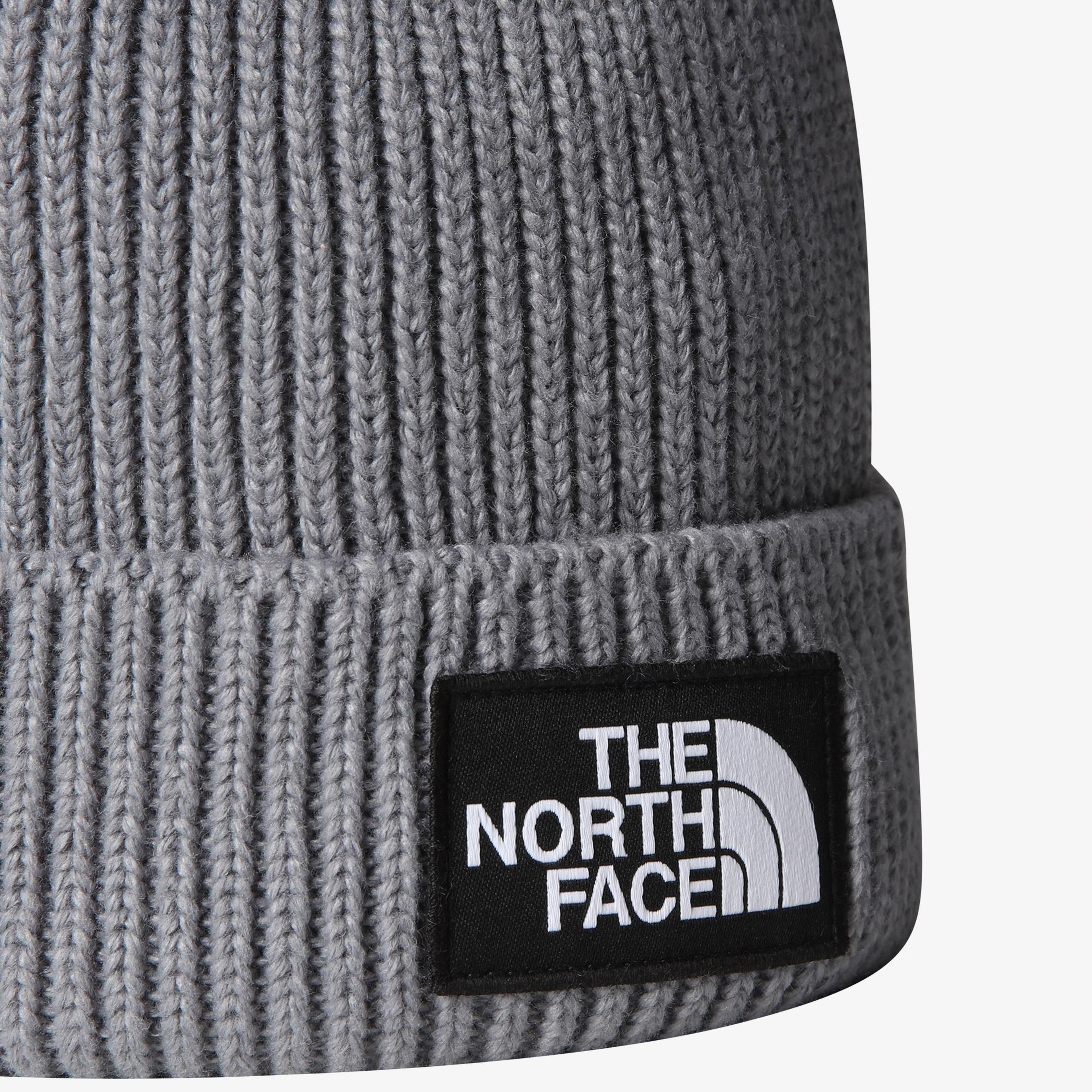 The North Face Logo Box Cuffed Unisex Gri Outdoor Bere