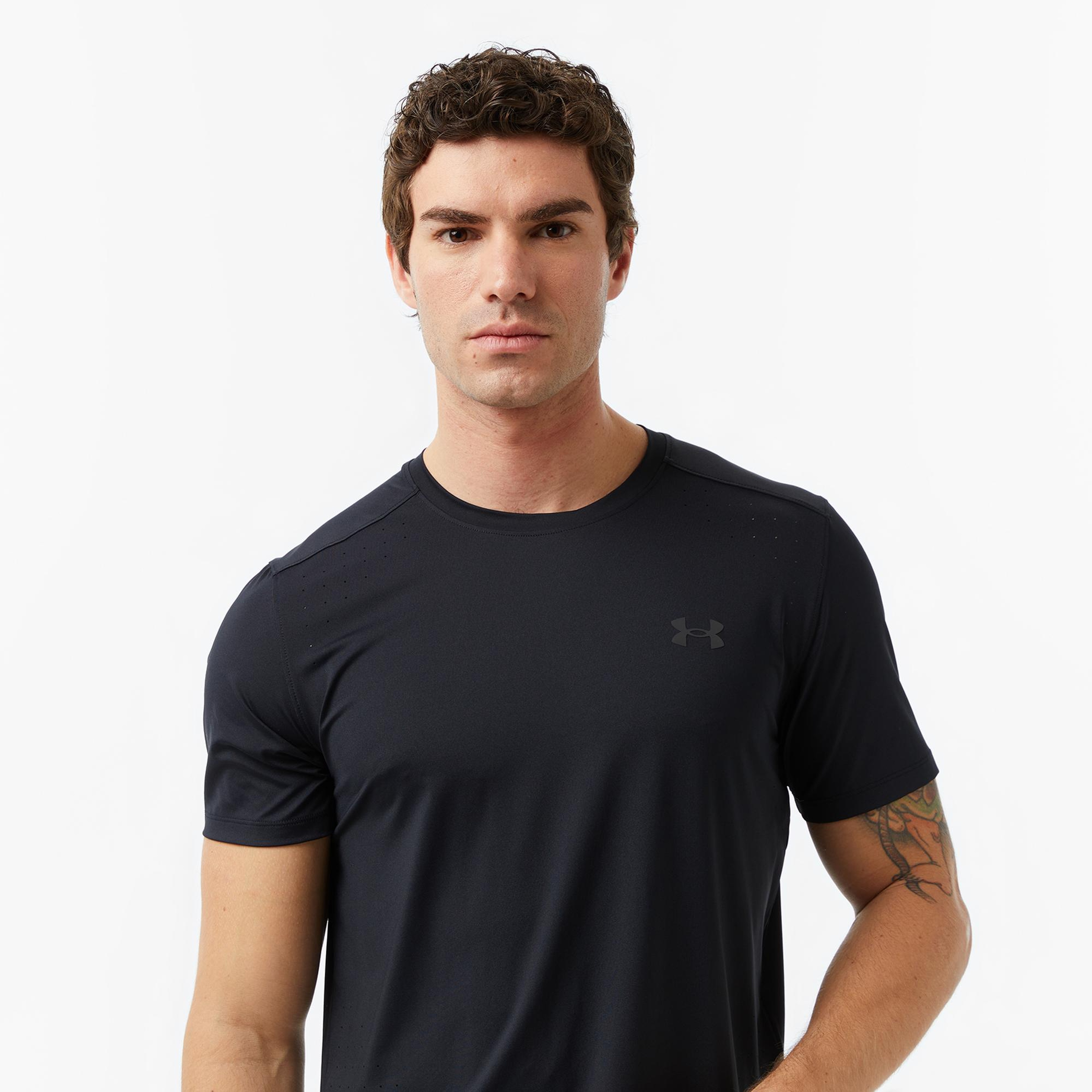 Under Armour Launch Elite Shortsleeve Erkek Siyah Koşu T-Shirt