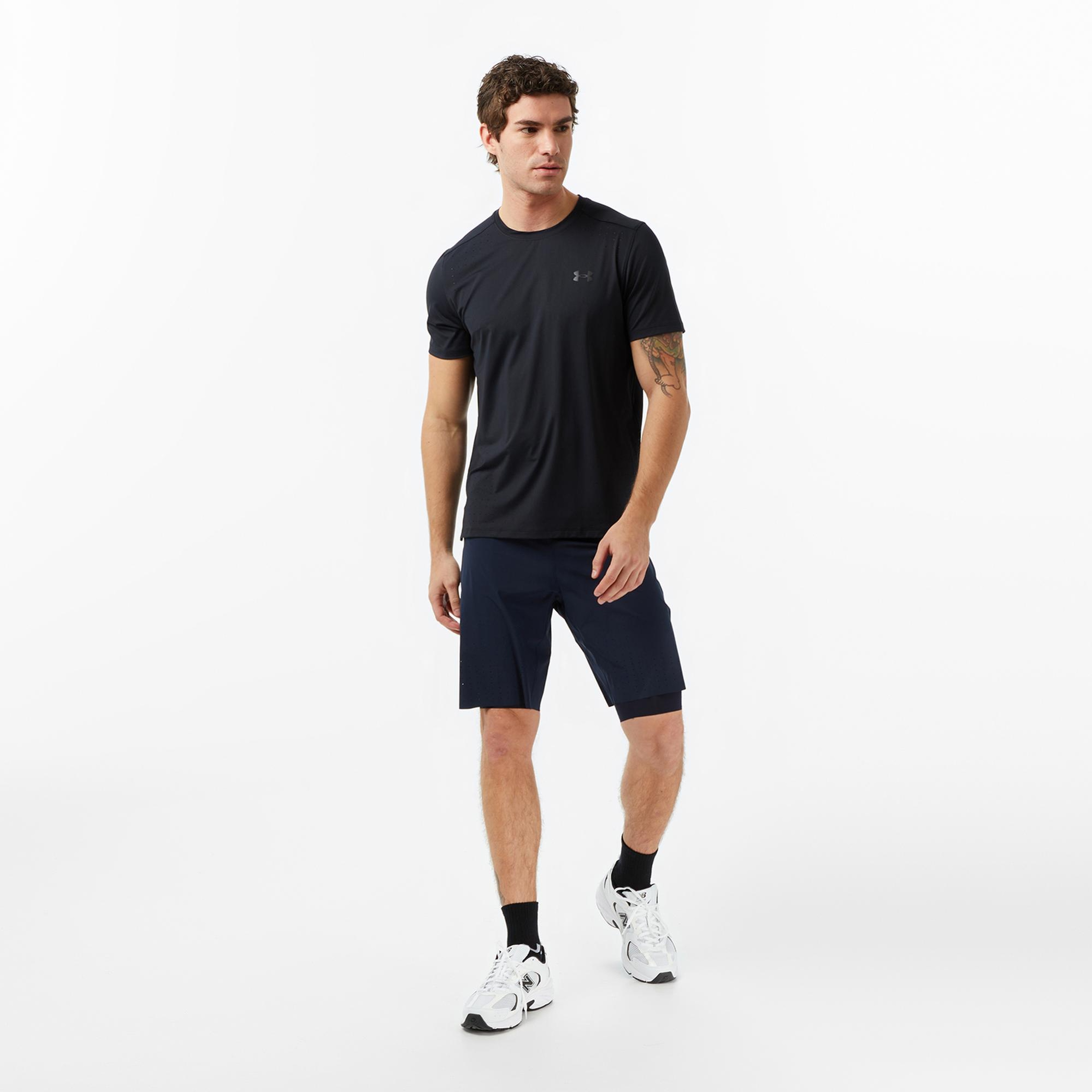 Under Armour Launch Elite Shortsleeve Erkek Siyah Koşu T-Shirt