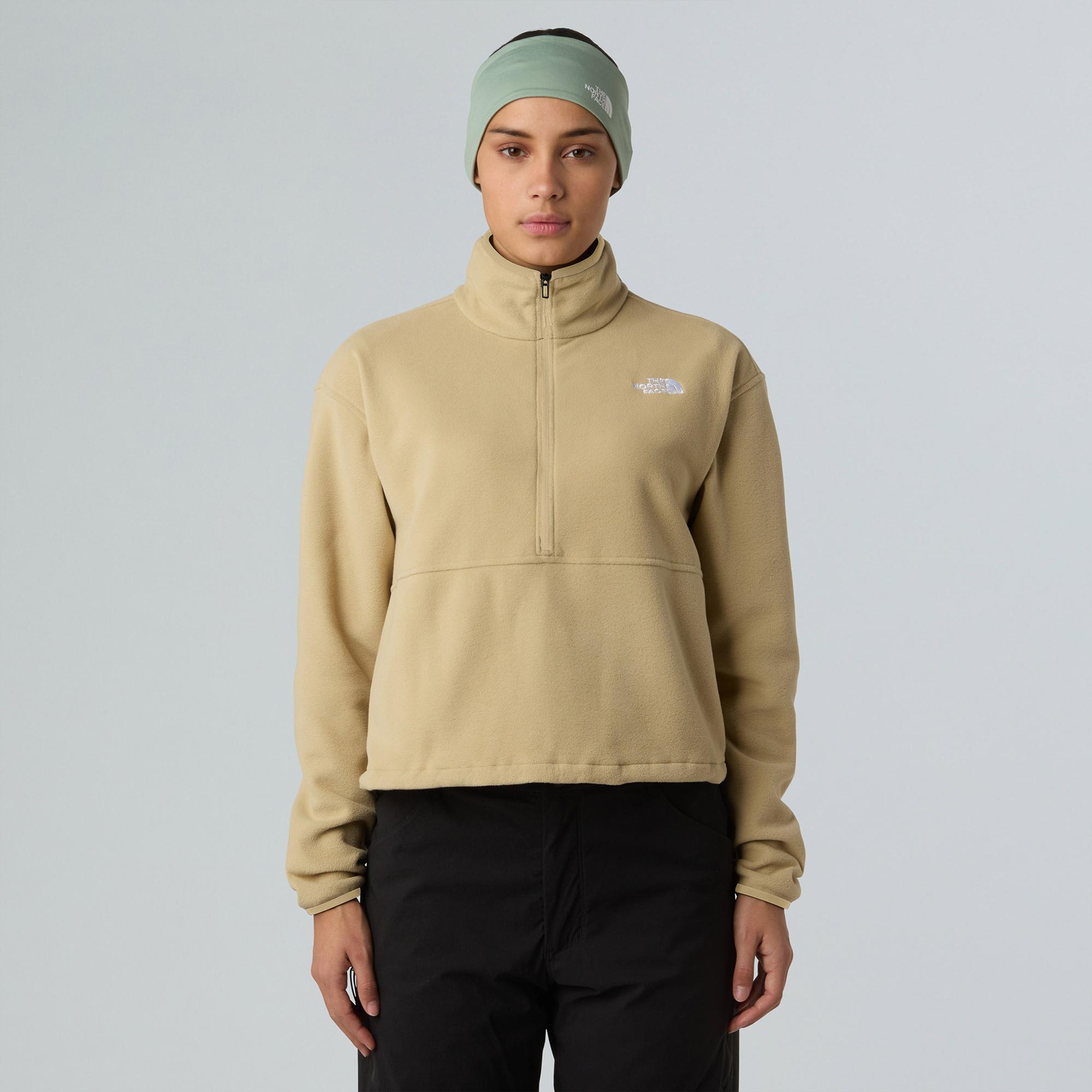 The North Face Glacier Fleece 1/2 Zip Short Kadın Haki Outdoor Polar