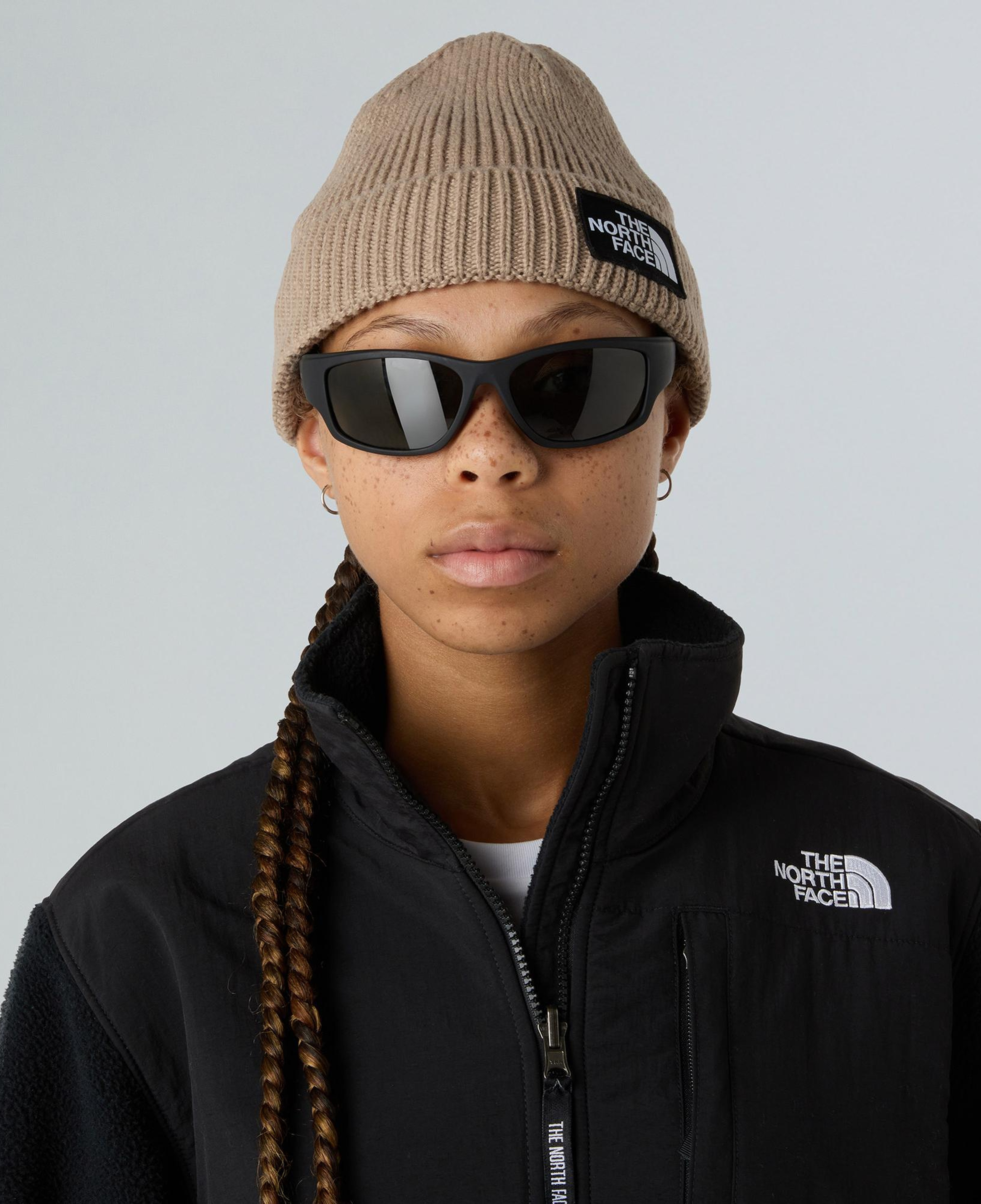 The North Face Logo Box Cuffed Unisex Gri Outdoor Bere