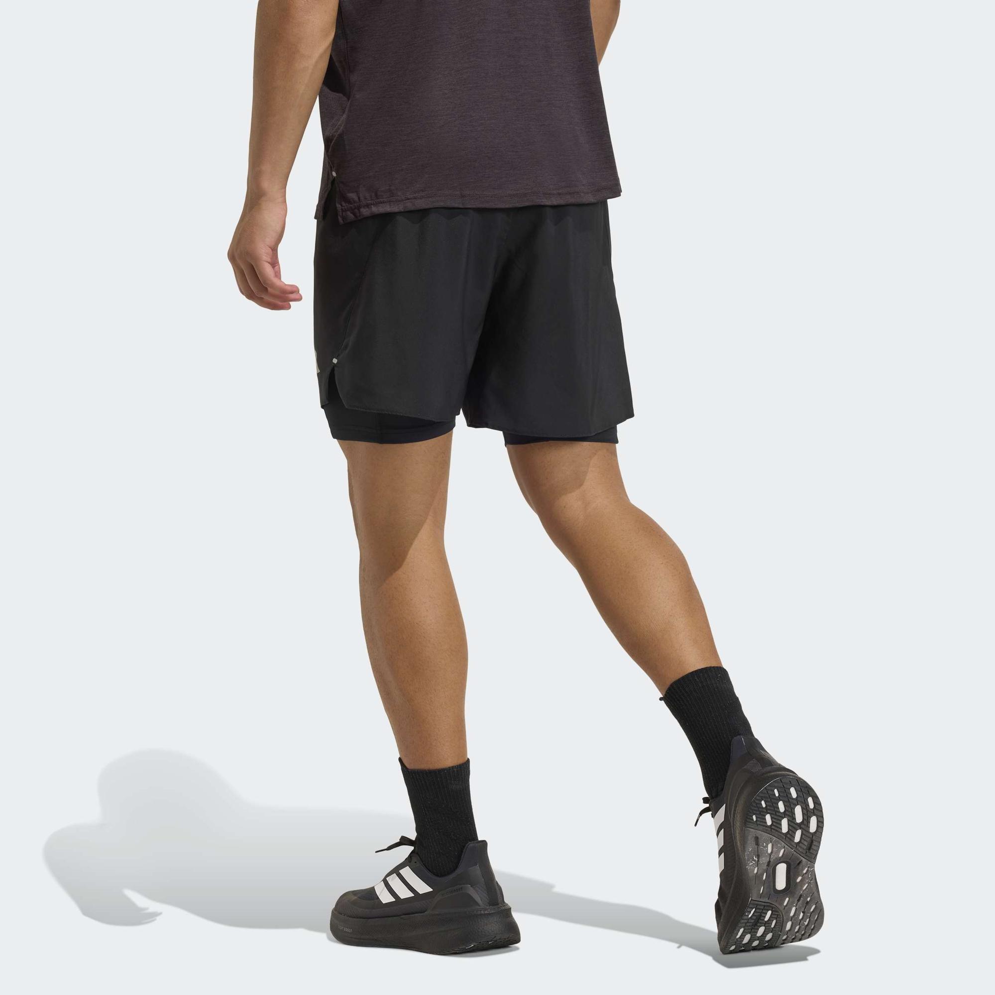 adidas Adi365 Running Essentials 2in1 Erkek Siyah Koşu Şortu